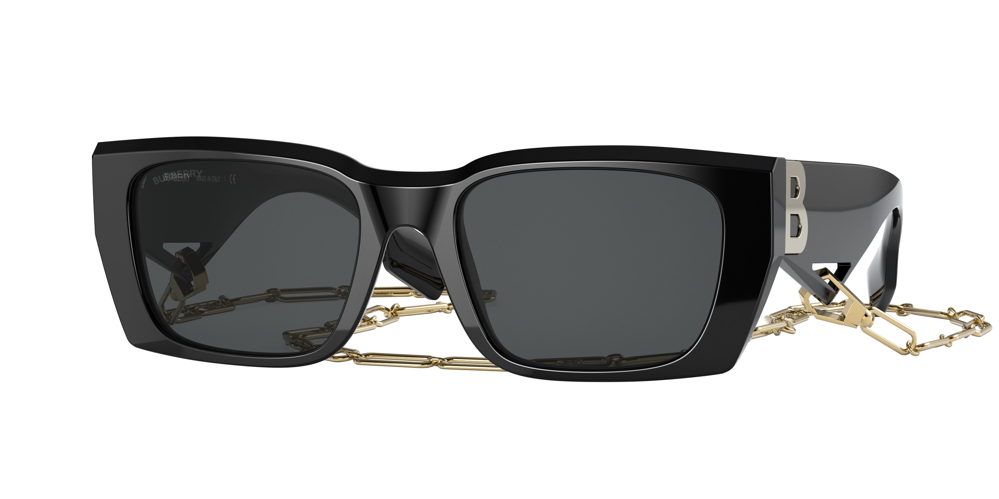 Burberry POPPY BE4336 Rectangle Sunglasses  392887-Black 53-140-19 - Color Map Black