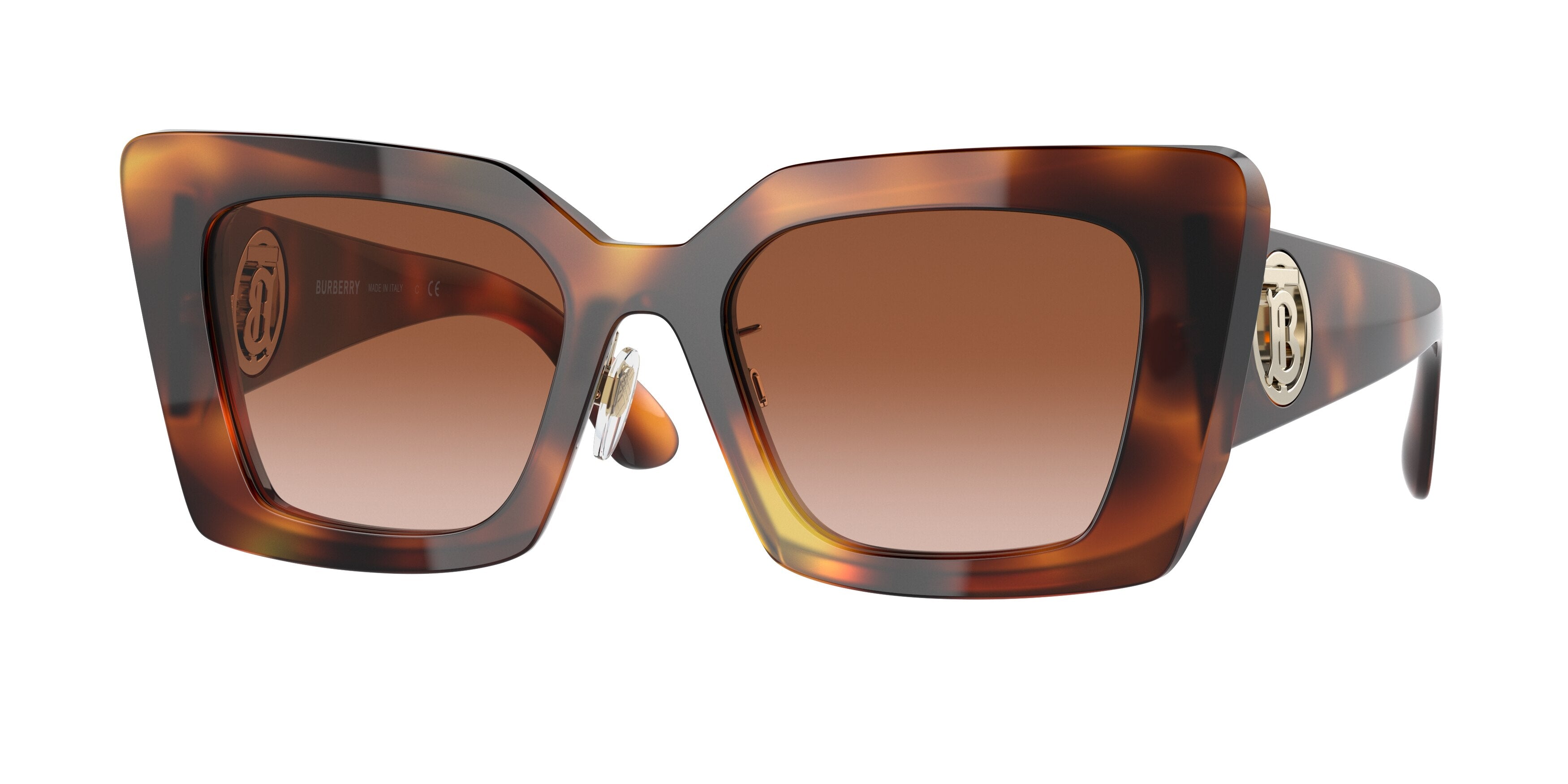 Burberry DAISY BE4344F Square Sunglasses  331613-Light Havana 53-140-20 - Color Map Tortoise