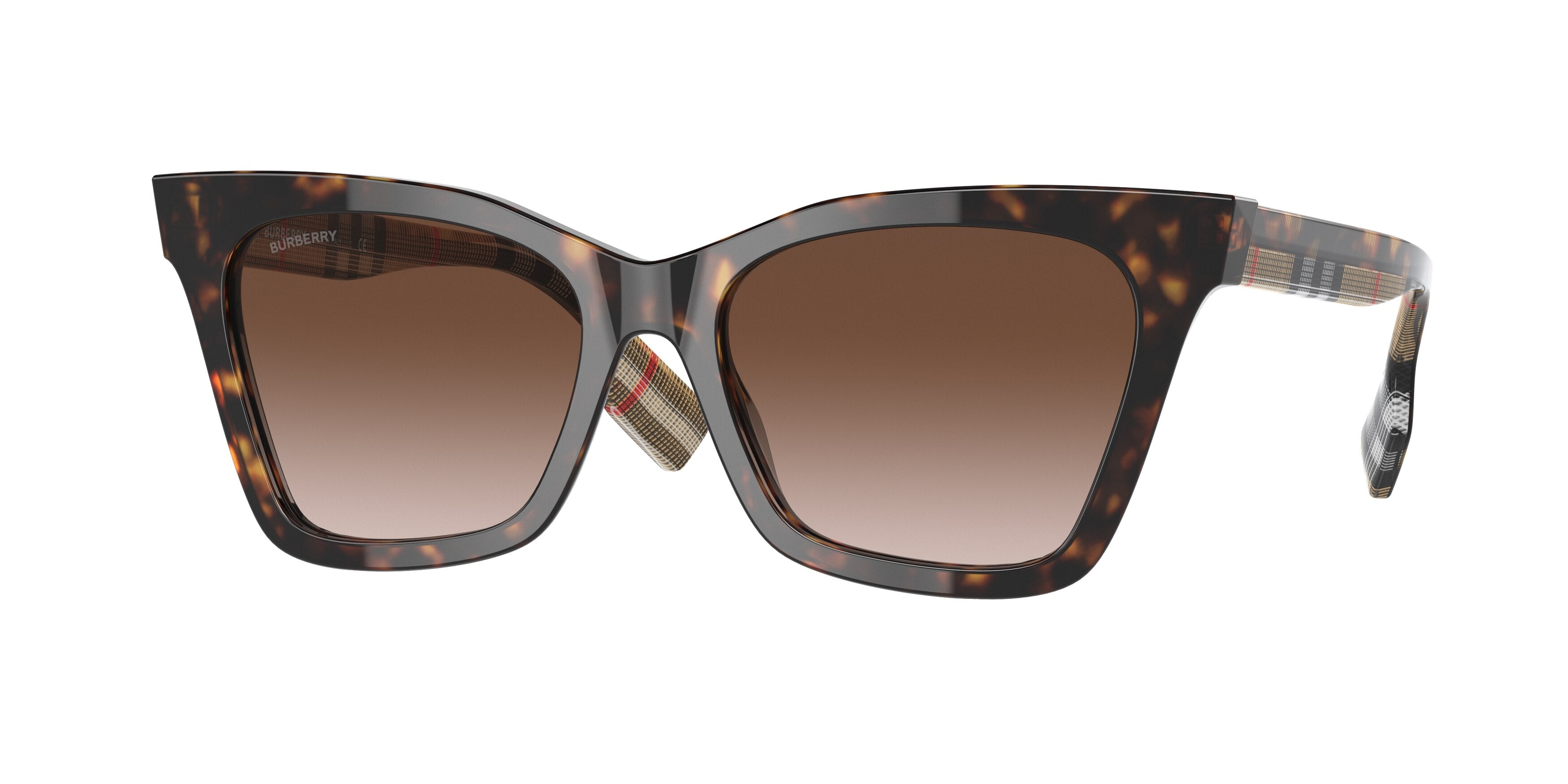 Burberry ELSA BE4346F Irregular Sunglasses  394313-Dark Havana 55-140-17 - Color Map Brown