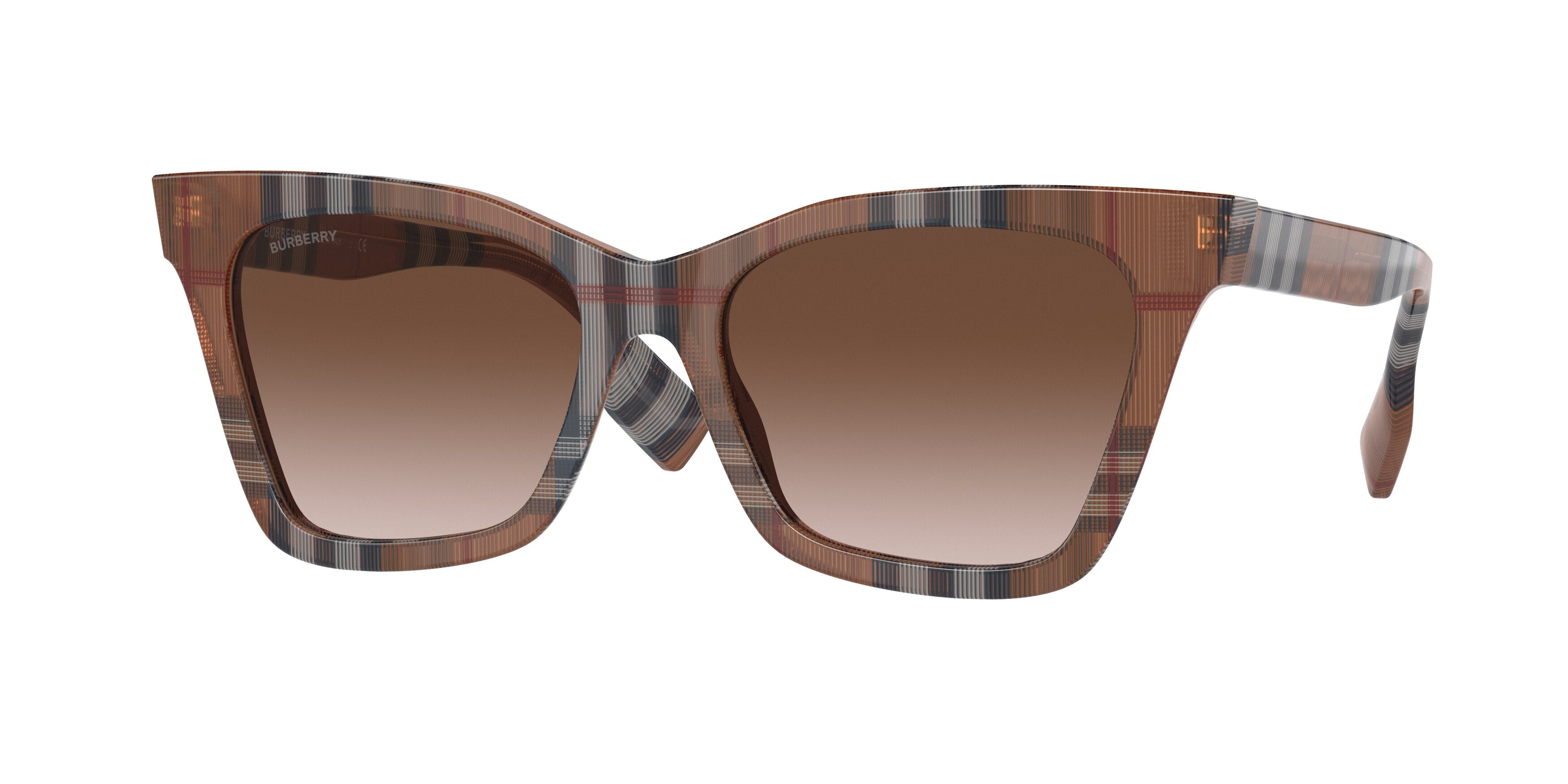 Burberry ELSA BE4346 Irregular Sunglasses  396713-Check Brown 53-140-17 - Color Map Brown