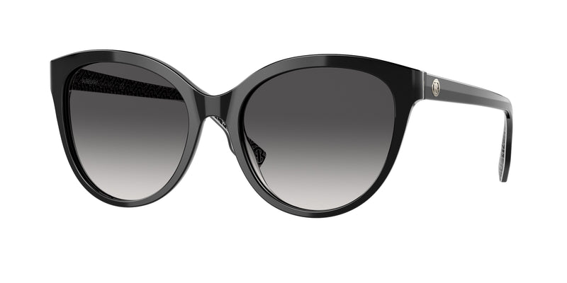 Burberry BETTY BE4365 Cat Eye Eyeglasses  39778G-Black On Print Tb/Crystal 55-140-18 - Color Map Black