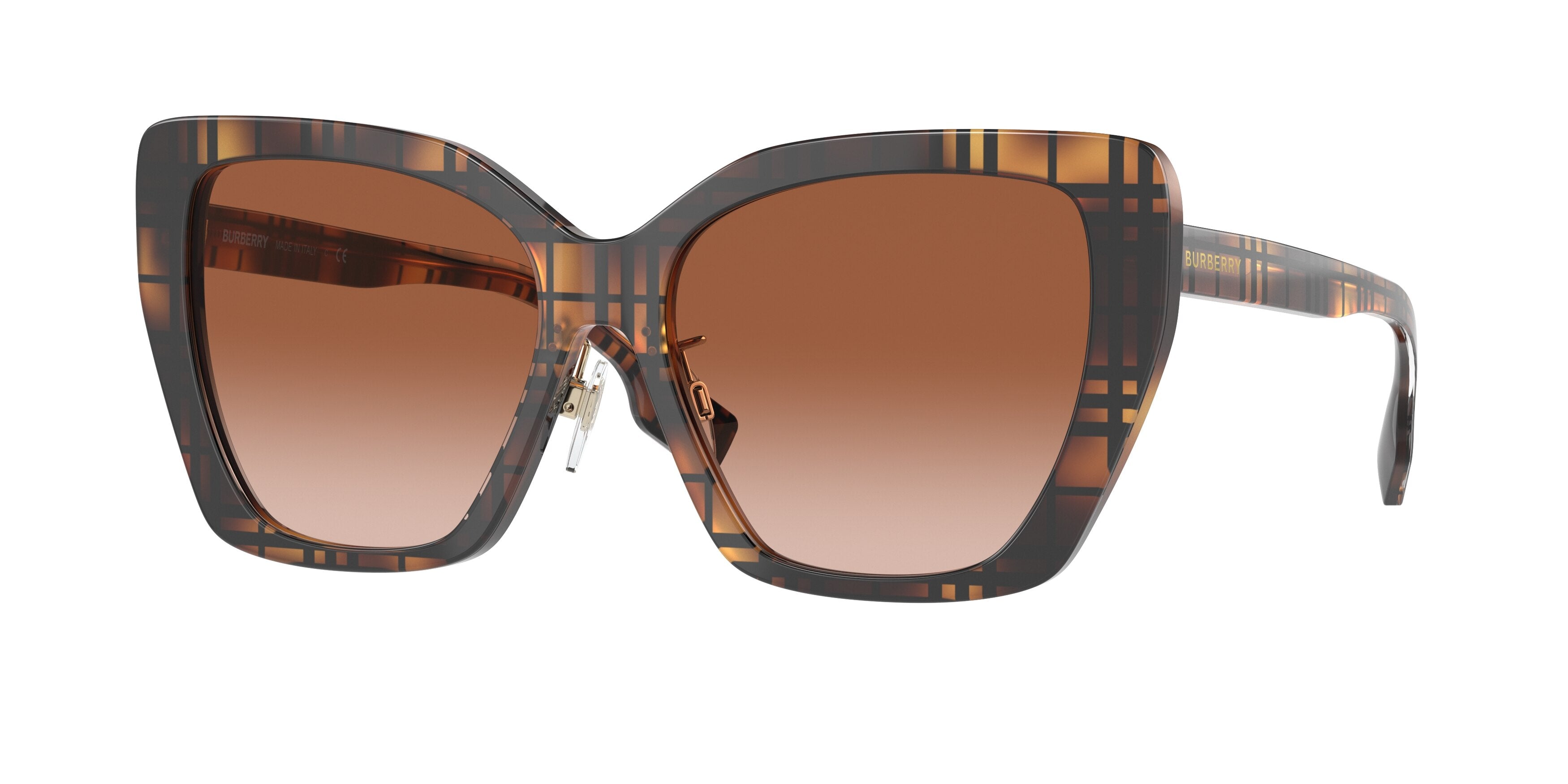 Burberry TAMSIN BE4366F Cat Eye Sunglasses  398213-Top Check/Havana 55-140-16 - Color Map Tortoise