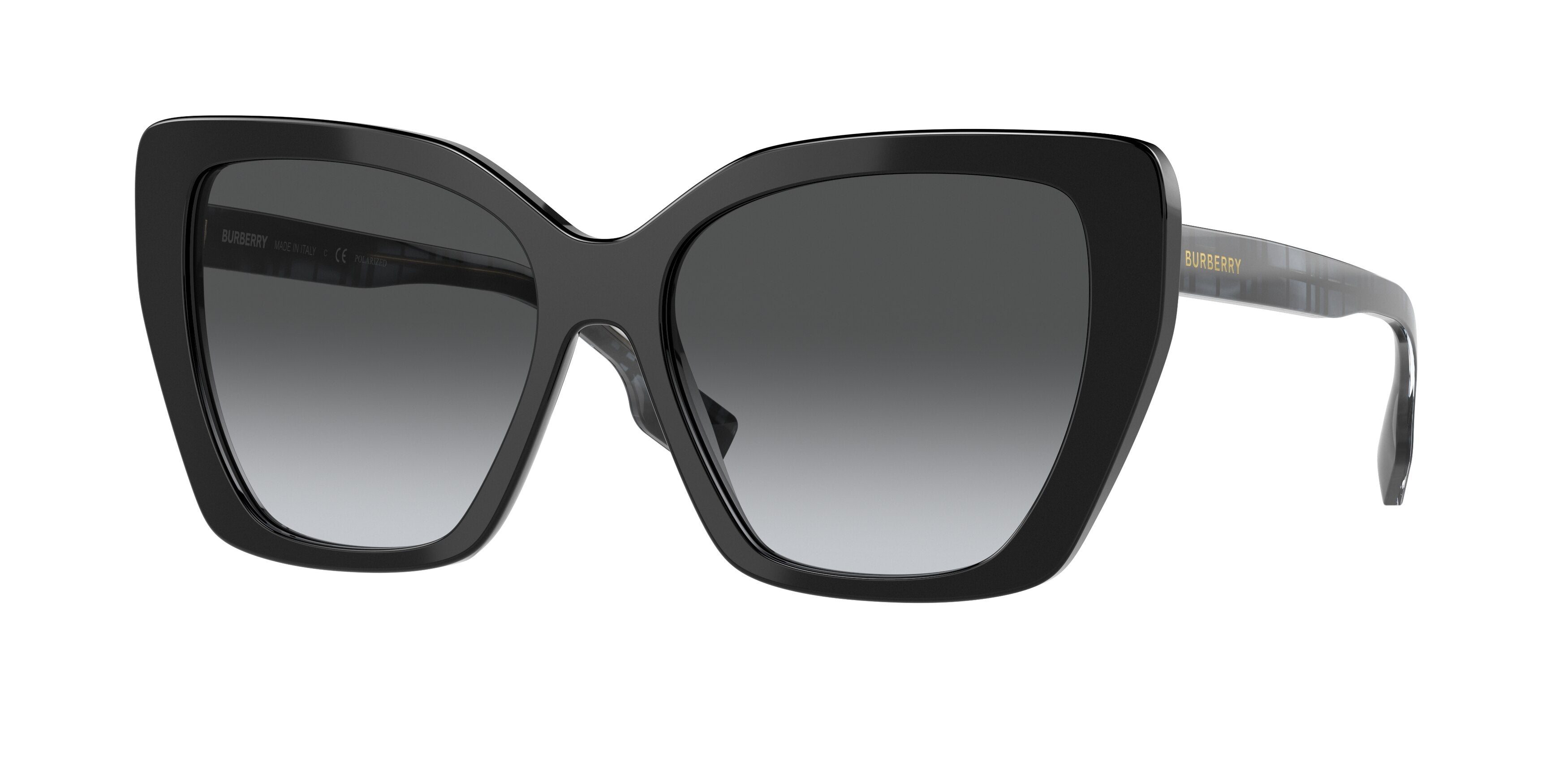 Burberry TAMSIN BE4366 Cat Eye Sunglasses  3980T3-Black 55-140-16 - Color Map Black