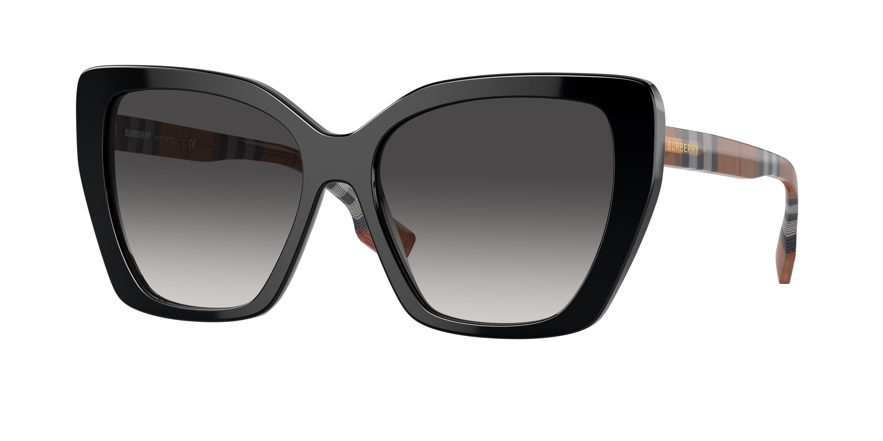 Burberry TAMSIN BE4366 Cat Eye Sunglasses  40418G-Black 55-140-16 - Color Map Black