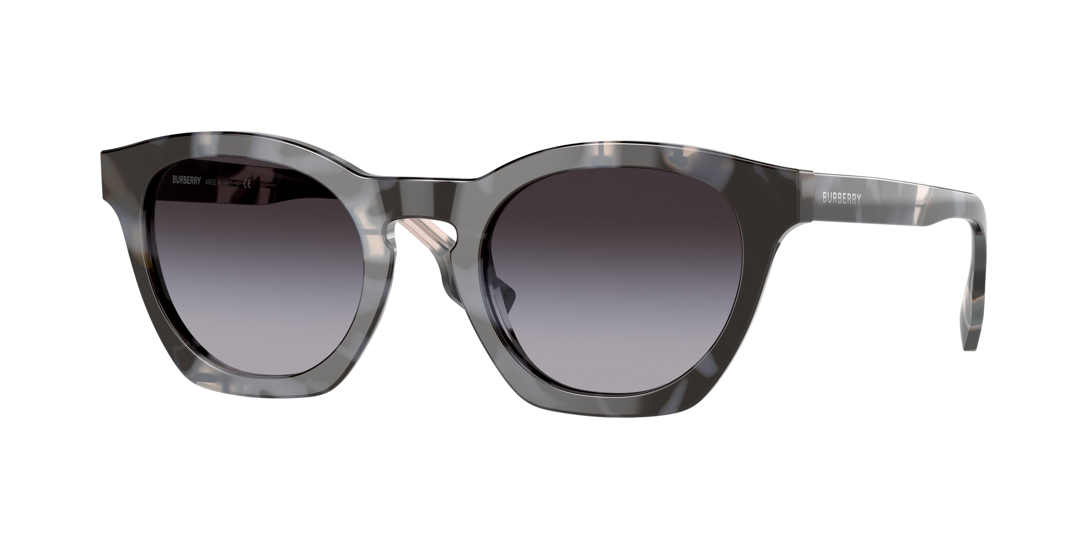 Burberry YVETTE BE4367 Irregular Sunglasses  39838G-Top Check/Grey Havana 49-140-22 - Color Map Grey