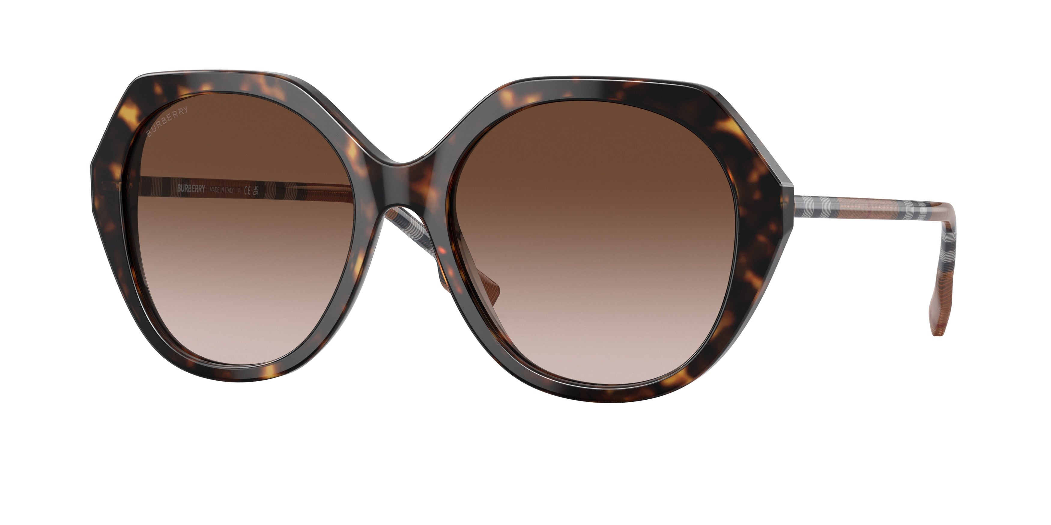 Burberry VANESSA BE4375F Irregular Sunglasses  401713-Dark Havana 57-140-18 - Color Map Brown