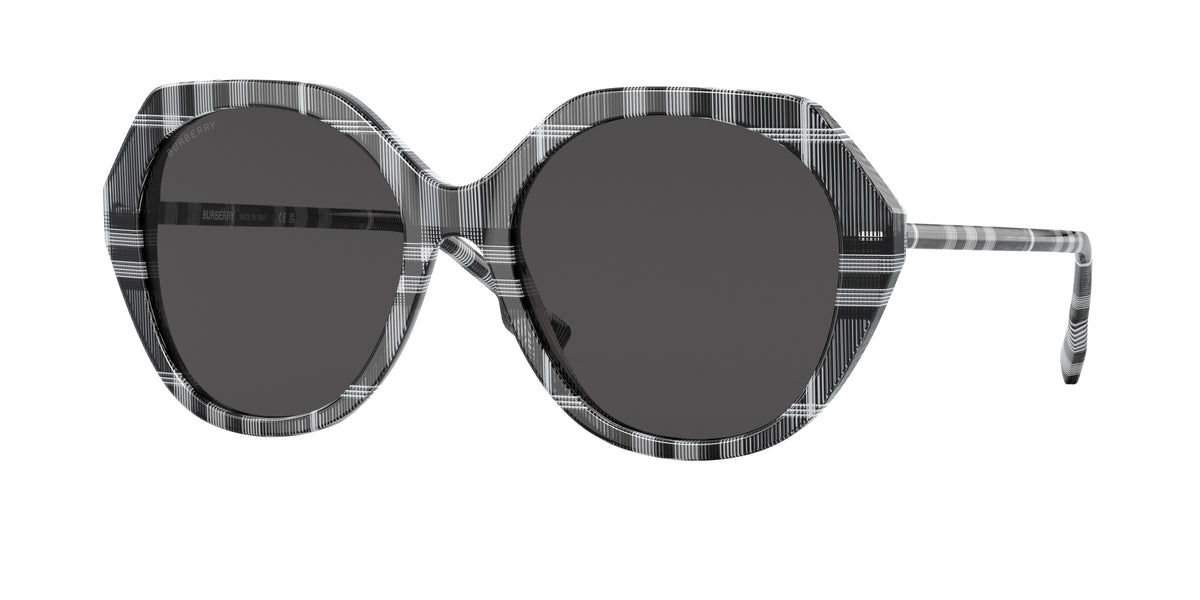 Burberry VANESSA BE4375 Irregular Sunglasses  400487-Check White/Black 55-140-18 - Color Map White