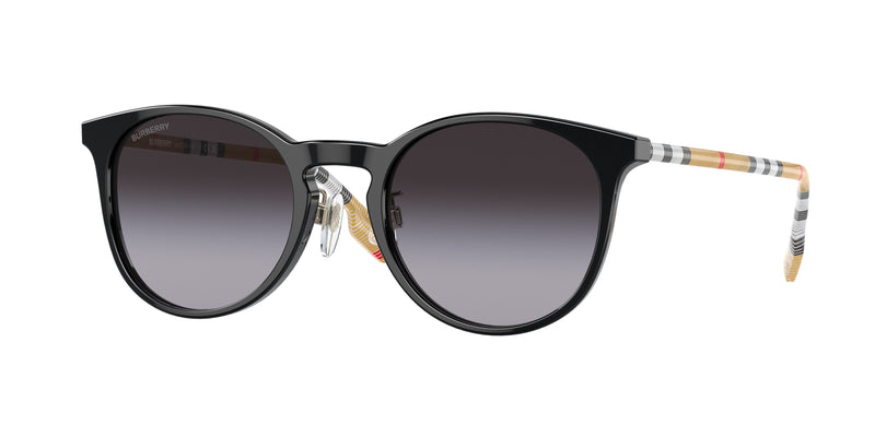 Burberry BE4380D Round Sunglasses  38538G-Black 51-140-21 - Color Map Black