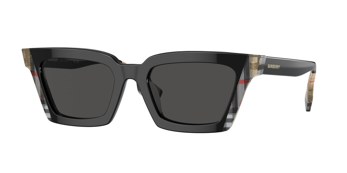 Burberry BRIAR BE4392U Square Sunglasses  405587-Black/Vintage Check 52-140-19 - Color Map Black