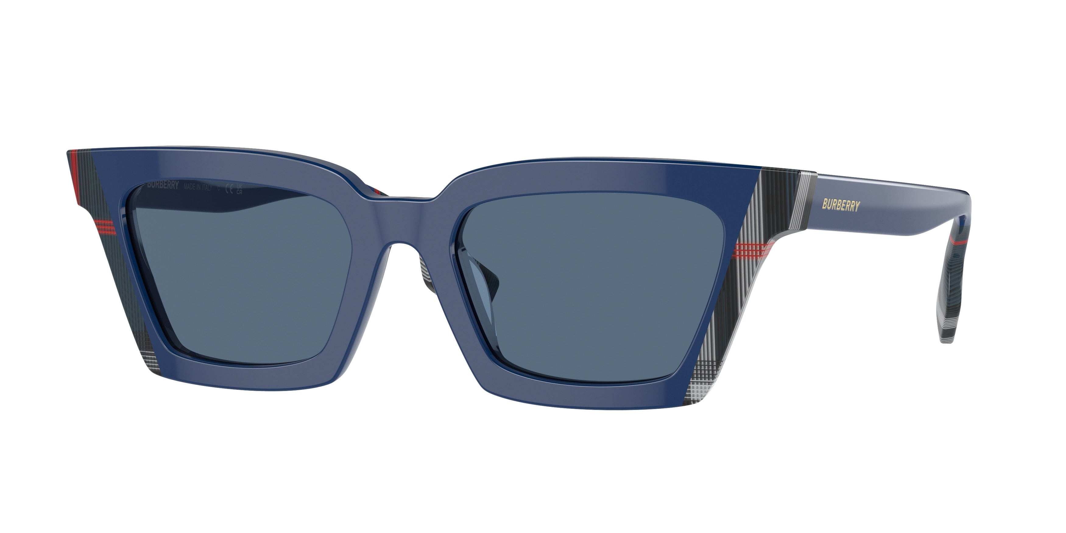 Burberry BRIAR BE4392U Square Sunglasses  405780-Blue/Navy Check 52-140-19 - Color Map Blue