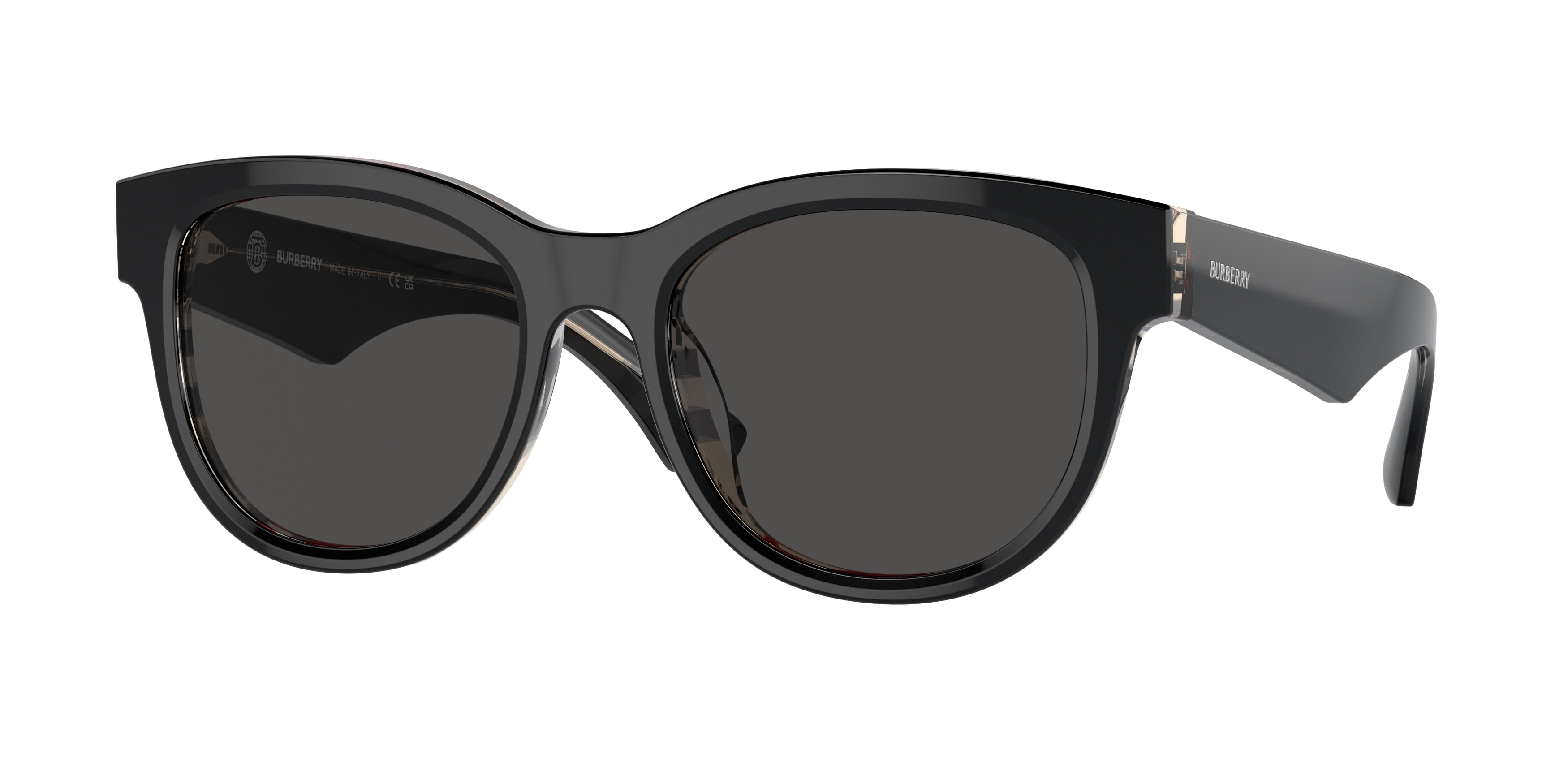 Burberry BE4432U Phantos Sunglasses  412187-Top Black On Vintage Check 54-140-19 - Color Map Black