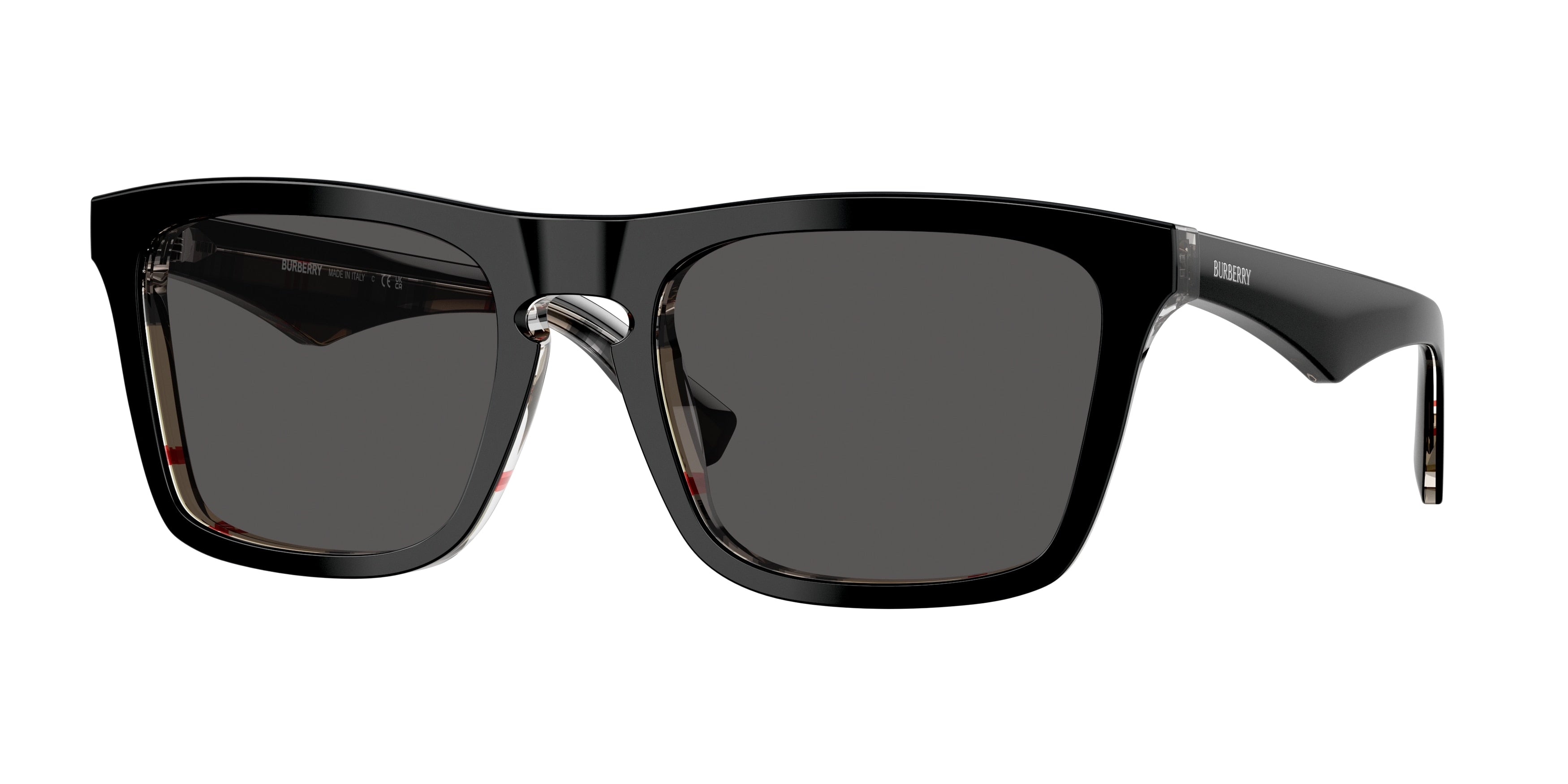 Burberry BE4434F Square Sunglasses  412187-Top Black On Vintage Check 57-145-20 - Color Map Black