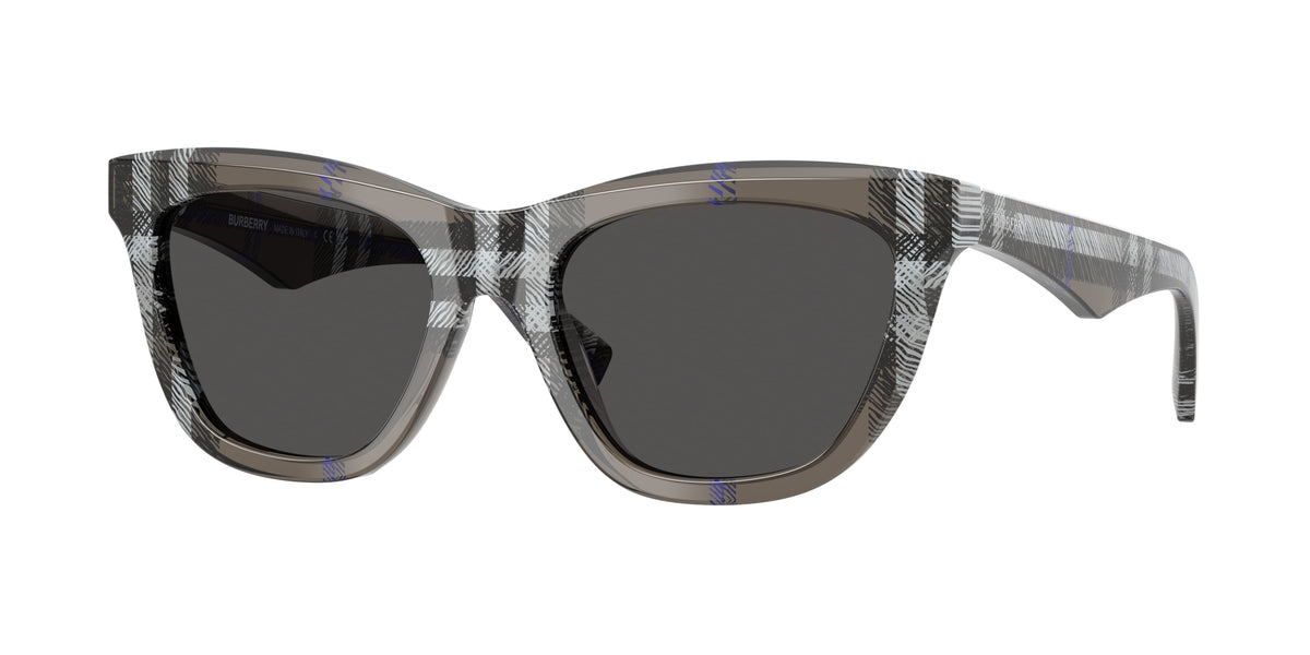 Burberry BE4435F Cat Eye Sunglasses  414787-Check Lichen 53-140-18 - Color Map Grey