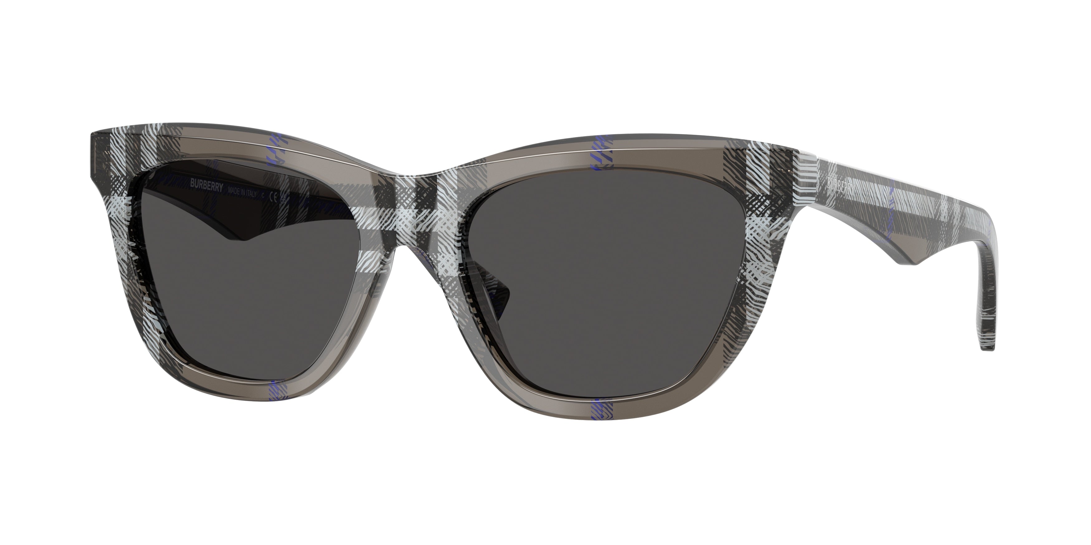 Burberry BE4435F Cat Eye Sunglasses  414787-Check Lichen 53-140-18 - Color Map Grey