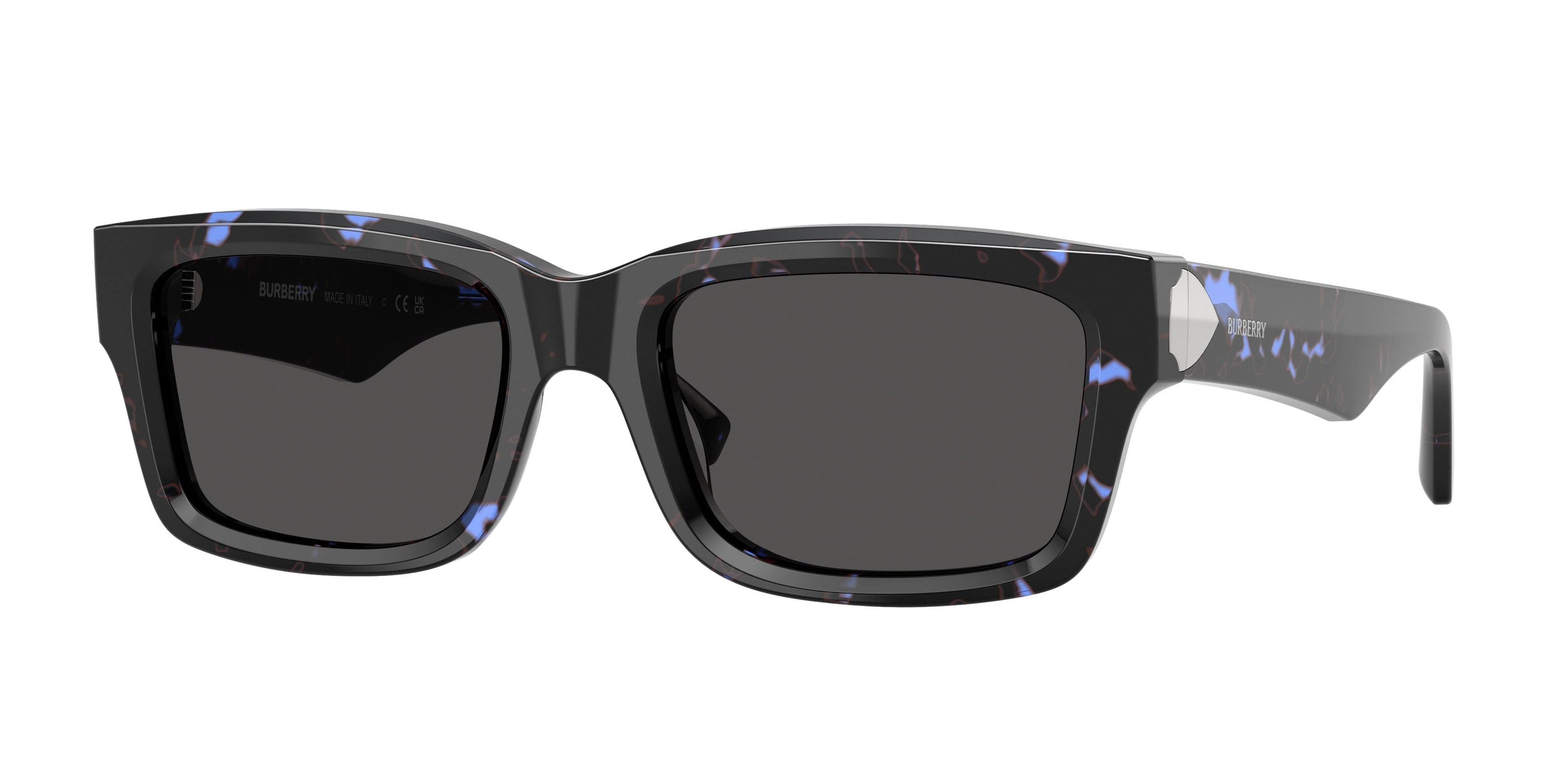 Burberry BE4443F Rectangle Sunglasses  411187-Blue Havana 55-145-20 - Color Map Blue