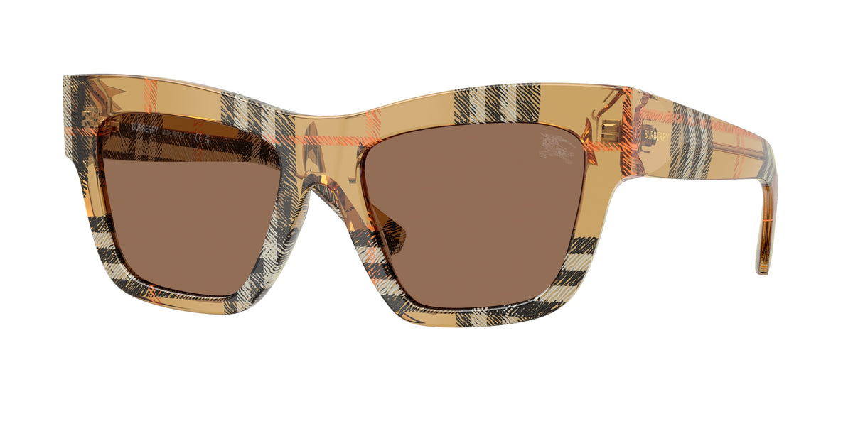 Burberry BE4449F Square Sunglasses  414673-Check Sand 52-140-19 - Color Map Brown