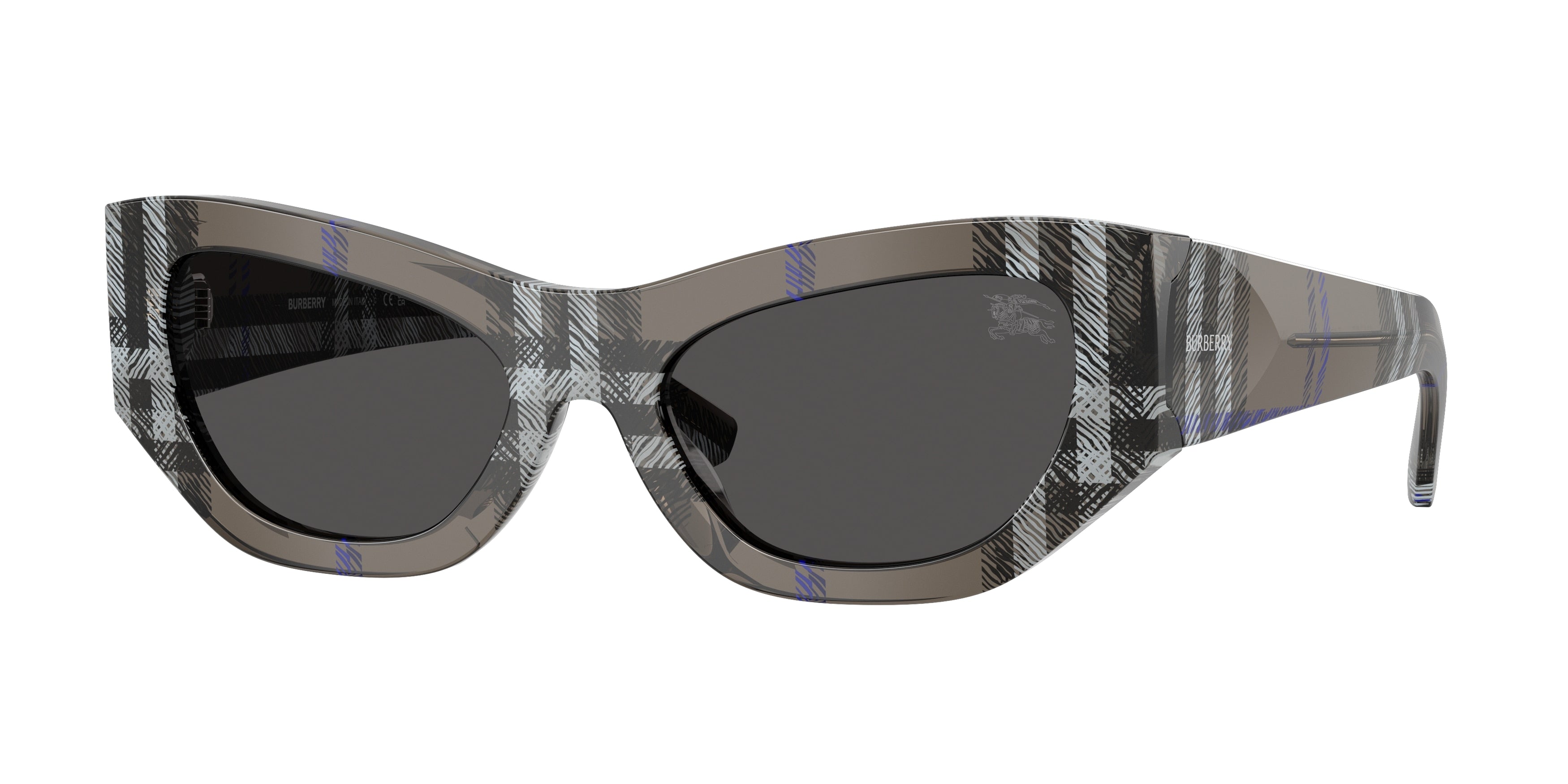 Burberry BE4450U Cat Eye Sunglasses  414787-Check Lichen 54-140-19 - Color Map Grey