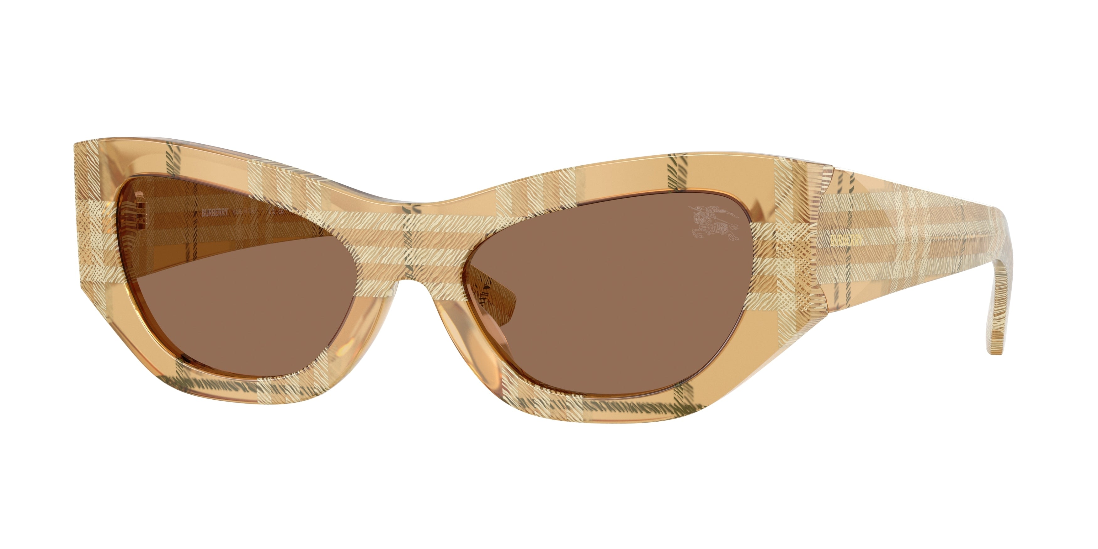 Burberry BE4450U Cat Eye Sunglasses  415773-Check Beige 54-140-19 - Color Map Brown