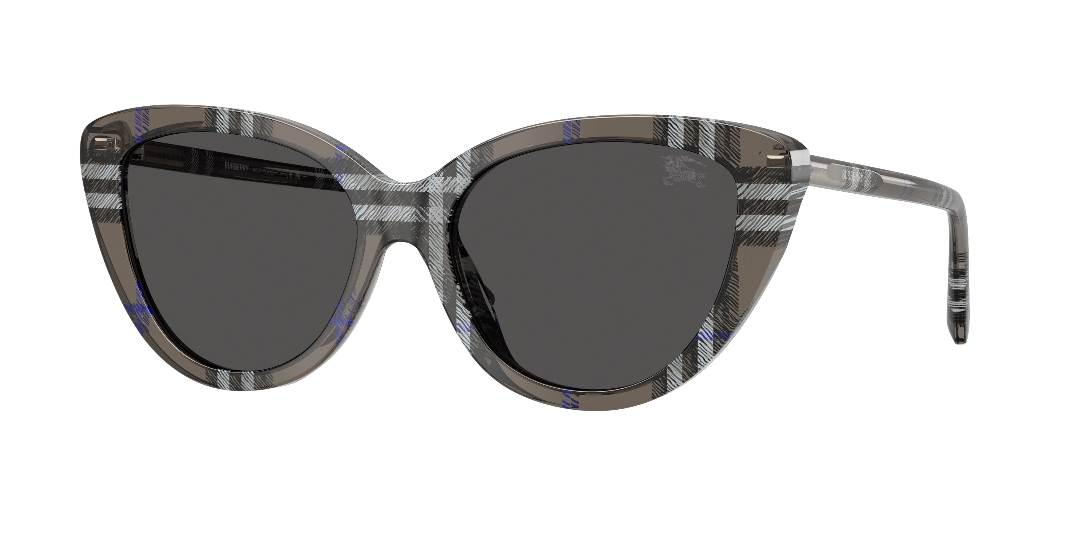 Burberry BE4457F Cat Eye Sunglasses  416687-Check Lichen 55-140-17 - Color Map Grey