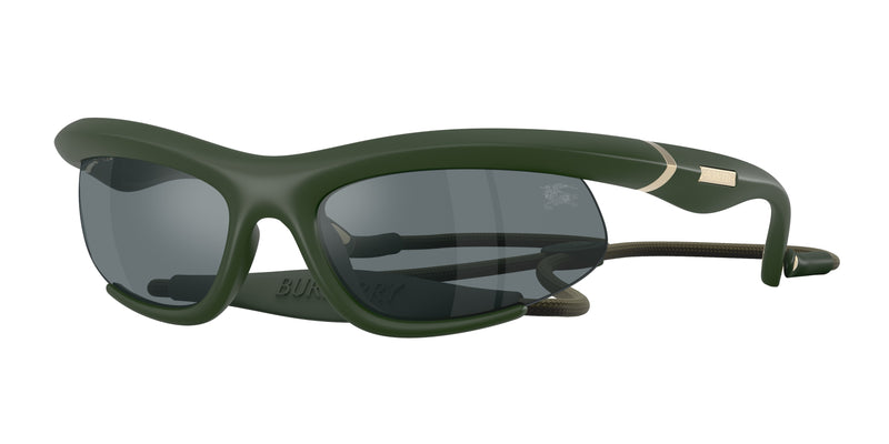 Burberry BE4462 Irregular Sunglasses  41556G-Rubber Green 65-125-20 - Color Map Green