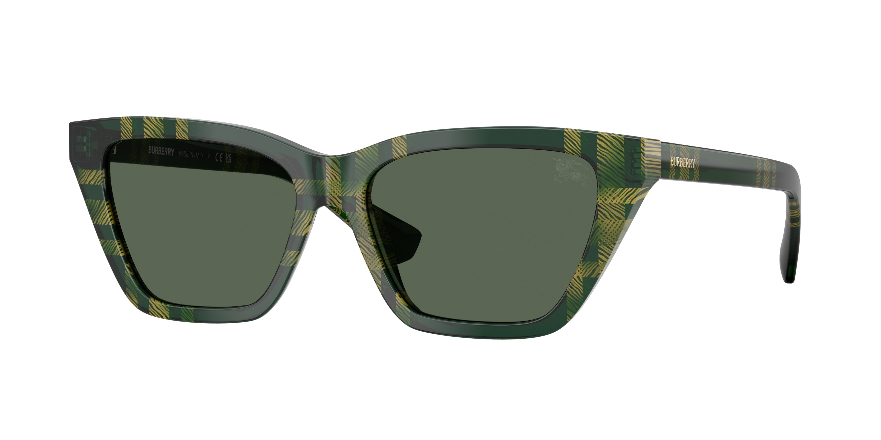 Burberry BE4468 Cat Eye Sunglasses  416971-Check Green 54-140-15 - Color Map Green