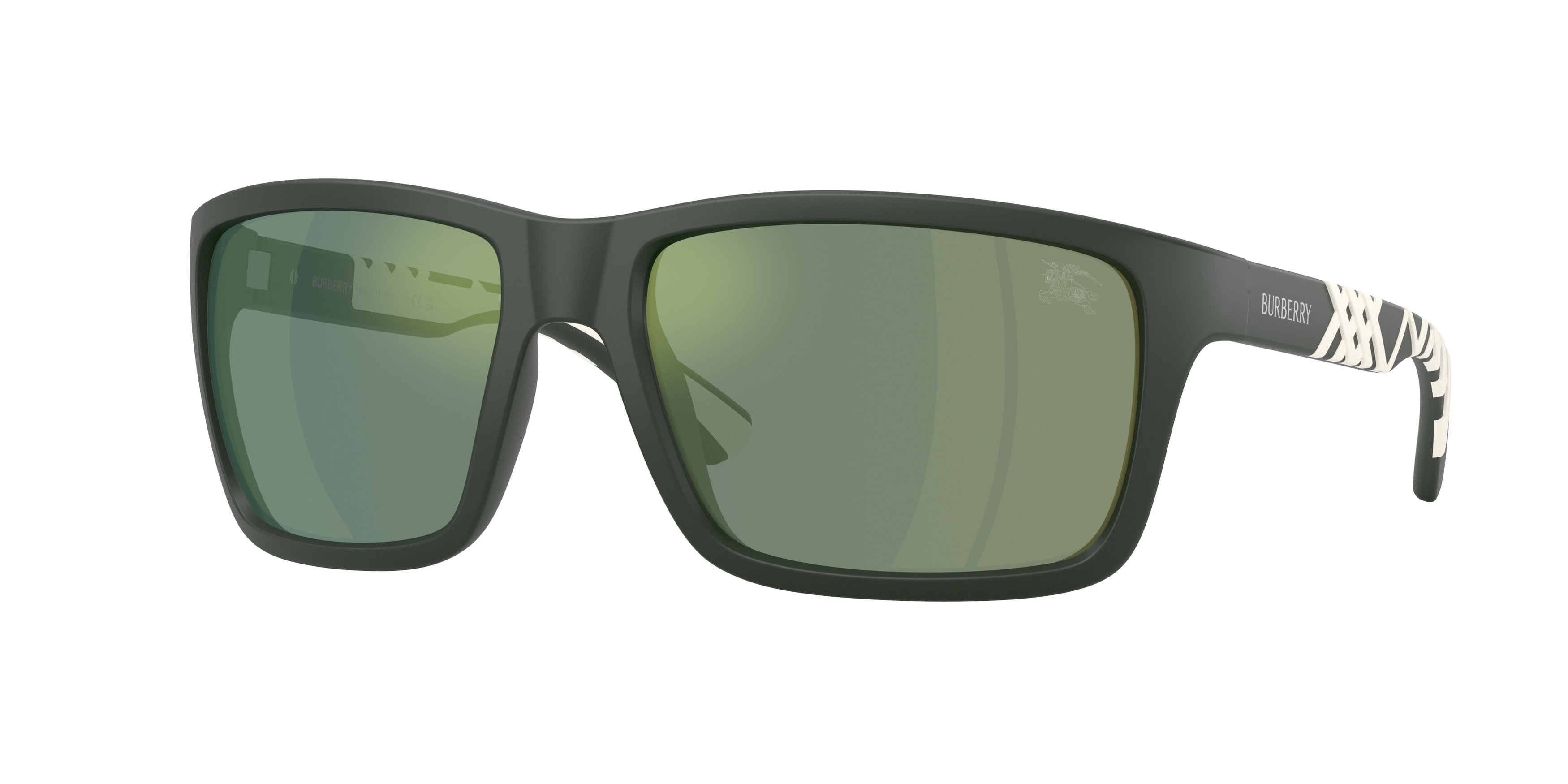 Burberry BE4483 Rectangle Sunglasses  42326R-Matte Green 60-130-18 - Color Map Green