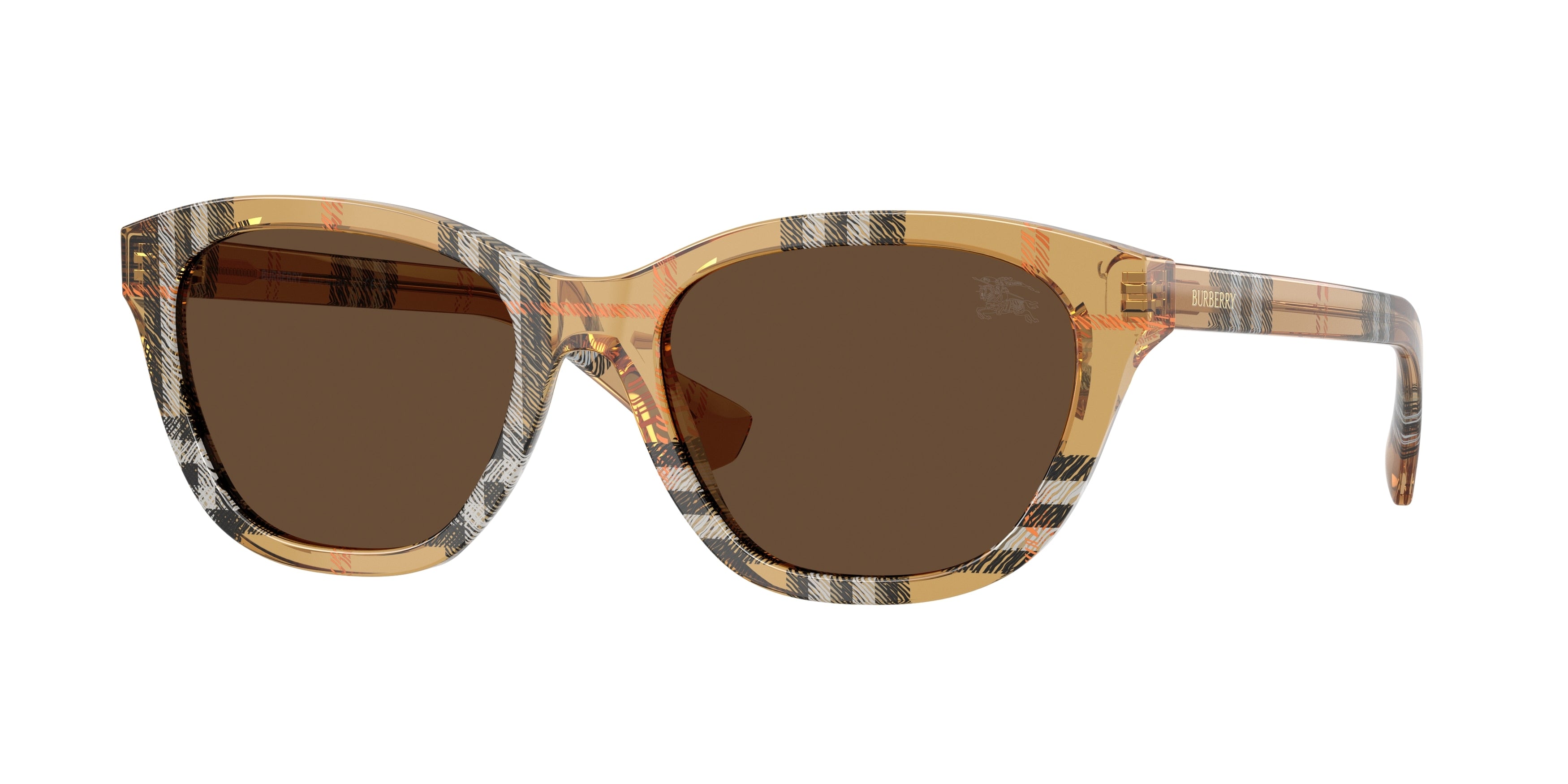Burberry BE4486 Rectangle Sunglasses  416373-Check Sand 54-140-18 - Color Map Brown