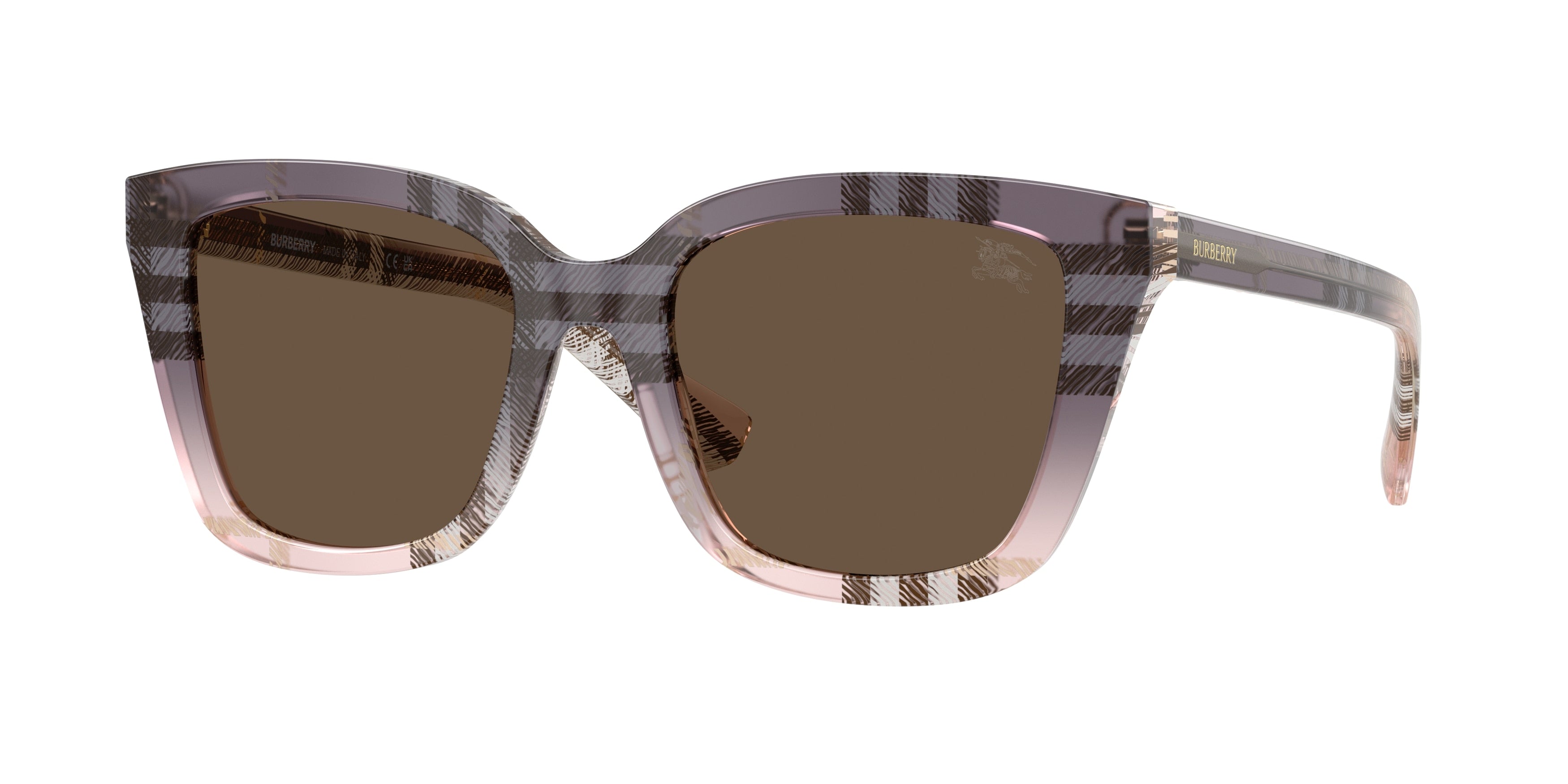 Burberry BE4487F Square Sunglasses  422073-Check Gradient Rose 52-140-19 - Color Map Pink