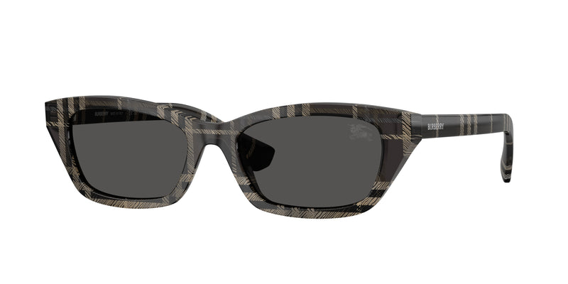 Burberry BE4488 Rectangle Sunglasses  419987-Check Grey 52-140-17 - Color Map Grey