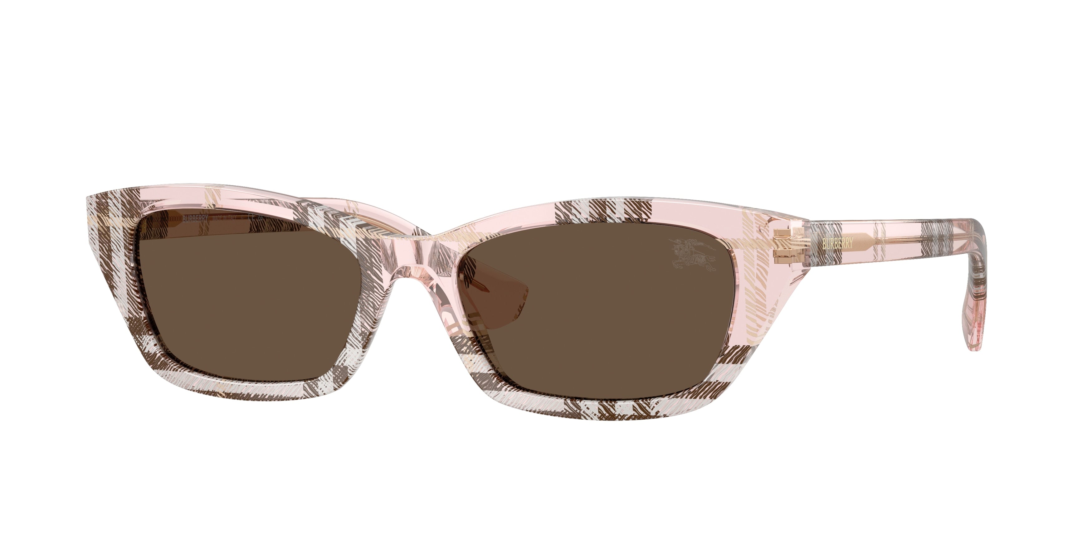 Burberry BE4488 Rectangle Sunglasses  422173-Check Pink 52-140-17 - Color Map Pink