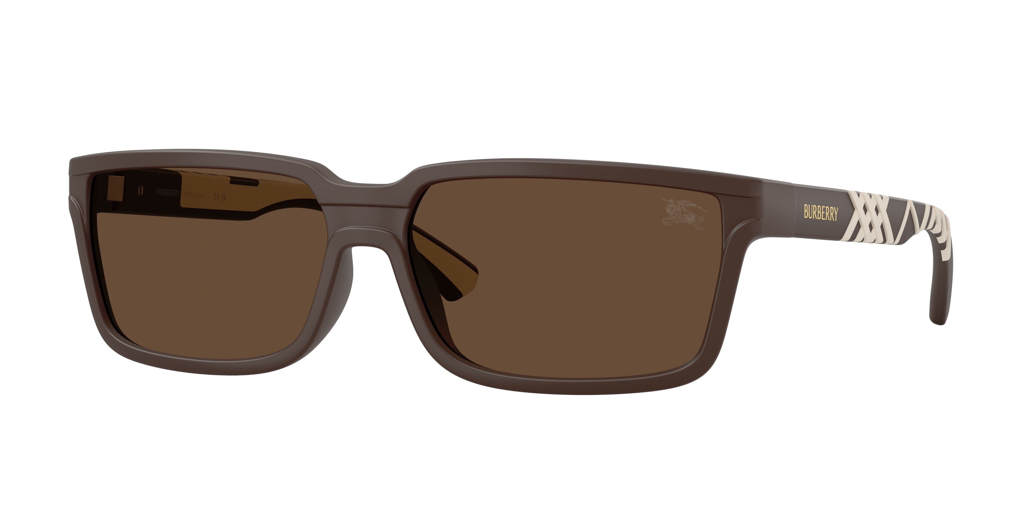 Burberry BE4495D Rectangle Sunglasses  423473-Matte Brown 61-145-15 - Color Map Brown