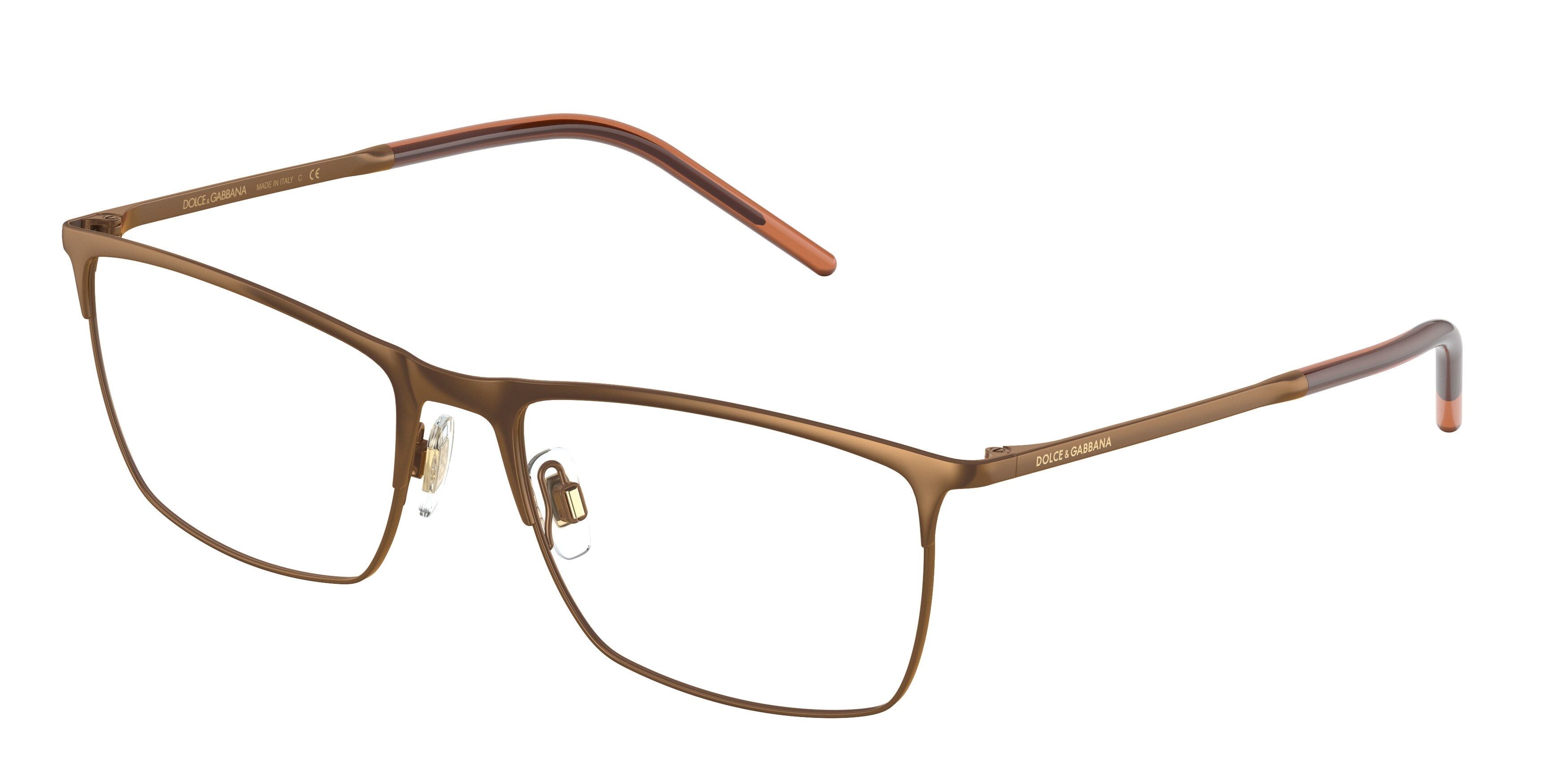 DOLCE & GABBANA DG1309 Rectangle Eyeglasses  1356-Matte Camel 55-140-18 - Color Map Brown