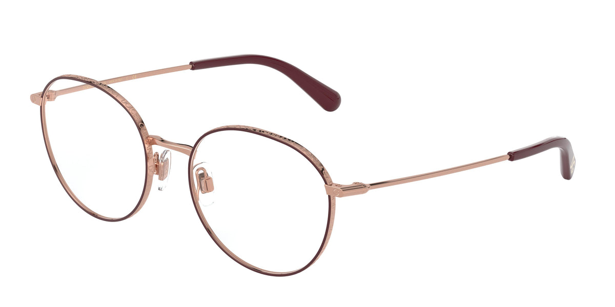 DOLCE & GABBANA DG1322 Phantos Eyeglasses  1333-Pink Gold/Bordeaux 53-140-18 - Color Map Pink