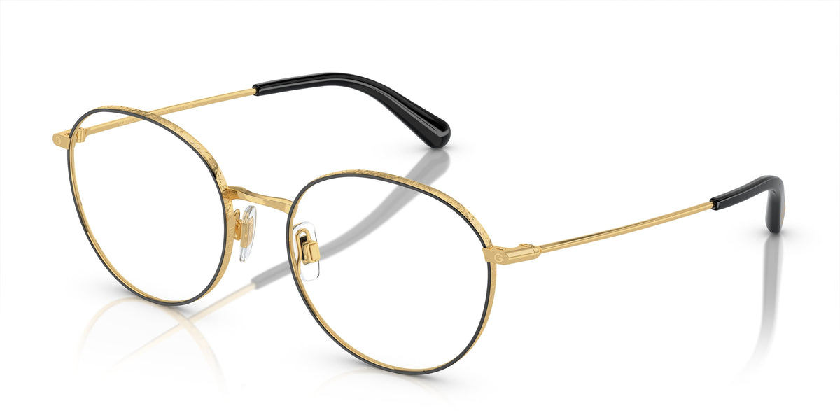 DOLCE & GABBANA DG1322 Phantos Eyeglasses  1334-Gold/Black 53-140-18 - Color Map Black