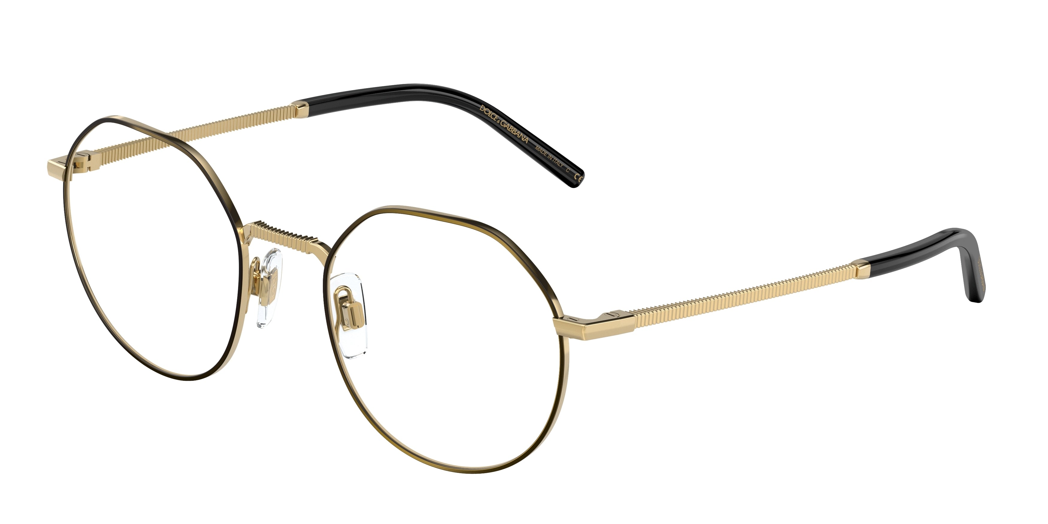 DOLCE & GABBANA DG1344 Phantos Eyeglasses  1311-Gold/Matte Black 50-145-21 - Color Map Gold