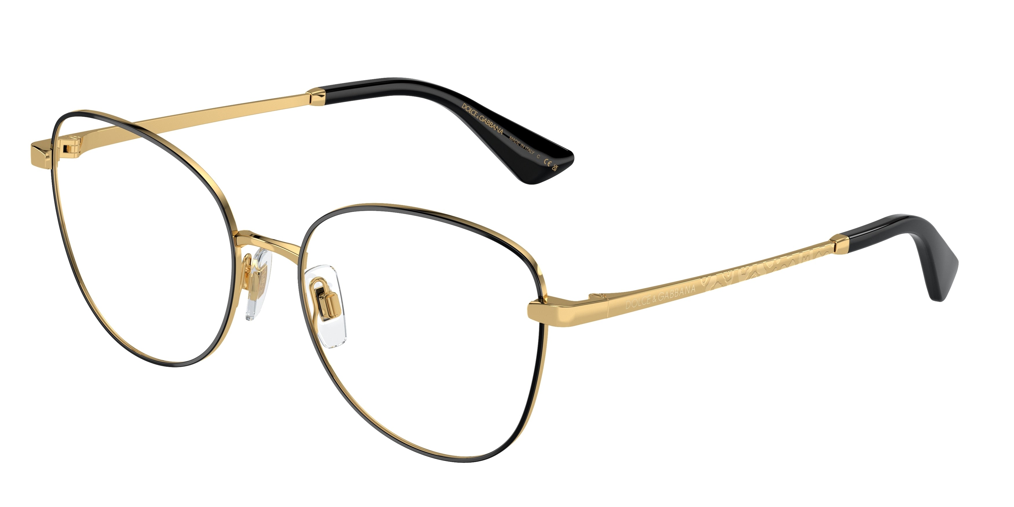 DOLCE & GABBANA DG1355 Butterfly Eyeglasses  1334-Gold/Black 55-145-17 - Color Map Black