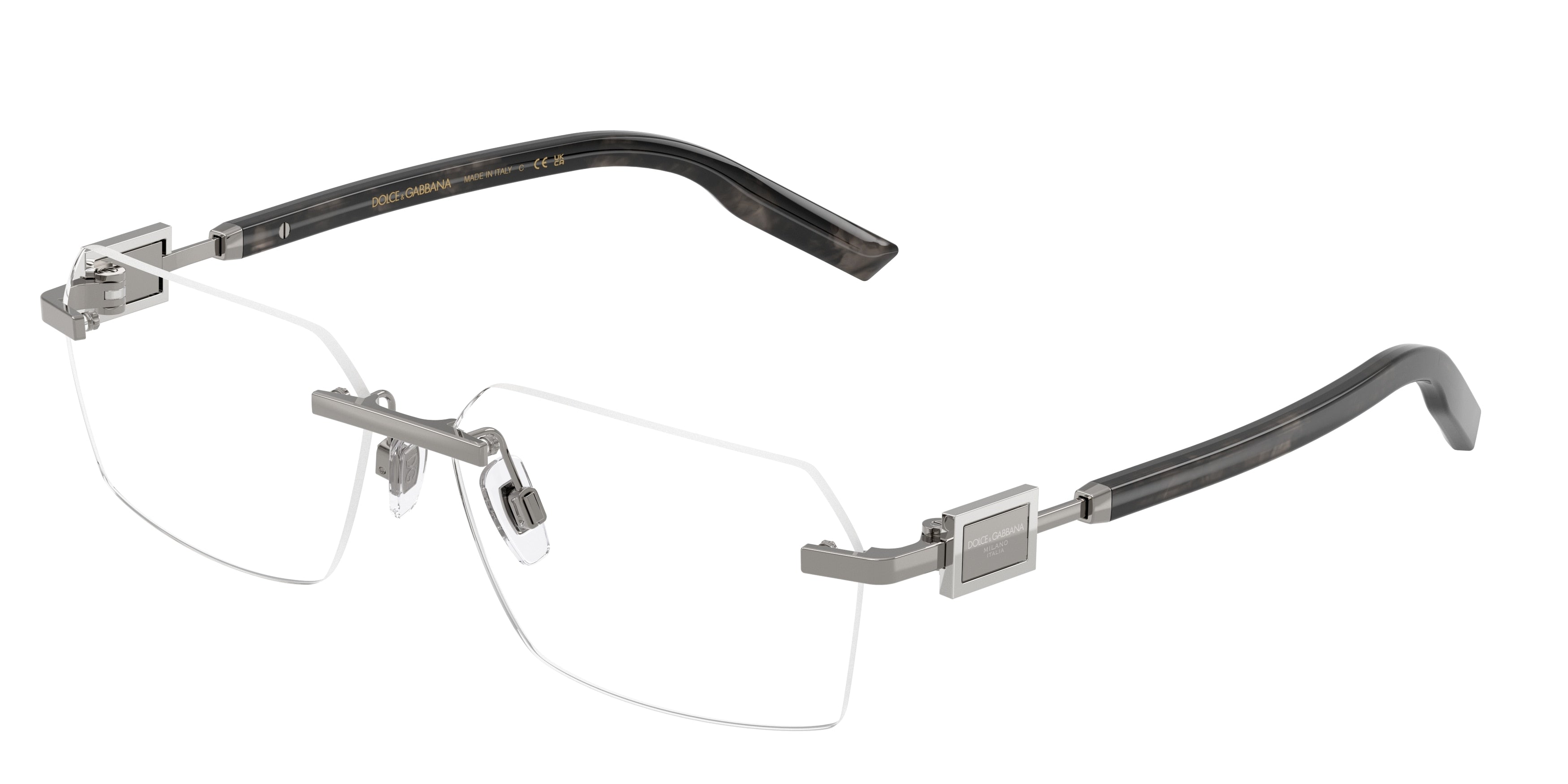 DOLCE & GABBANA DG1361 Rectangle Eyeglasses  04-Gunmetal 60-145-14 - Color Map Grey