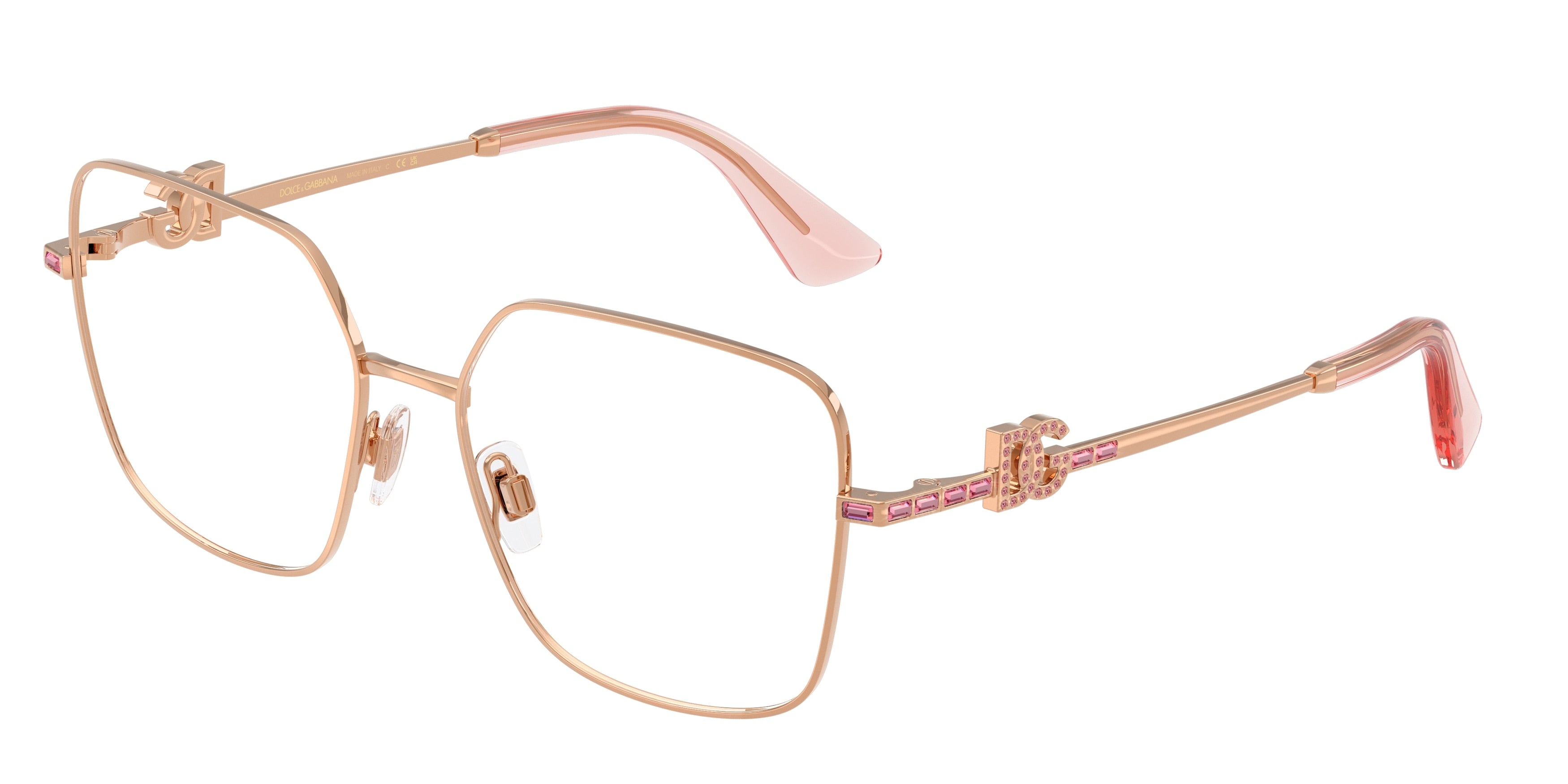 DOLCE & GABBANA DG1367B Square Eyeglasses  1298-Rose Gold 56-145-17 - Color Map Gold