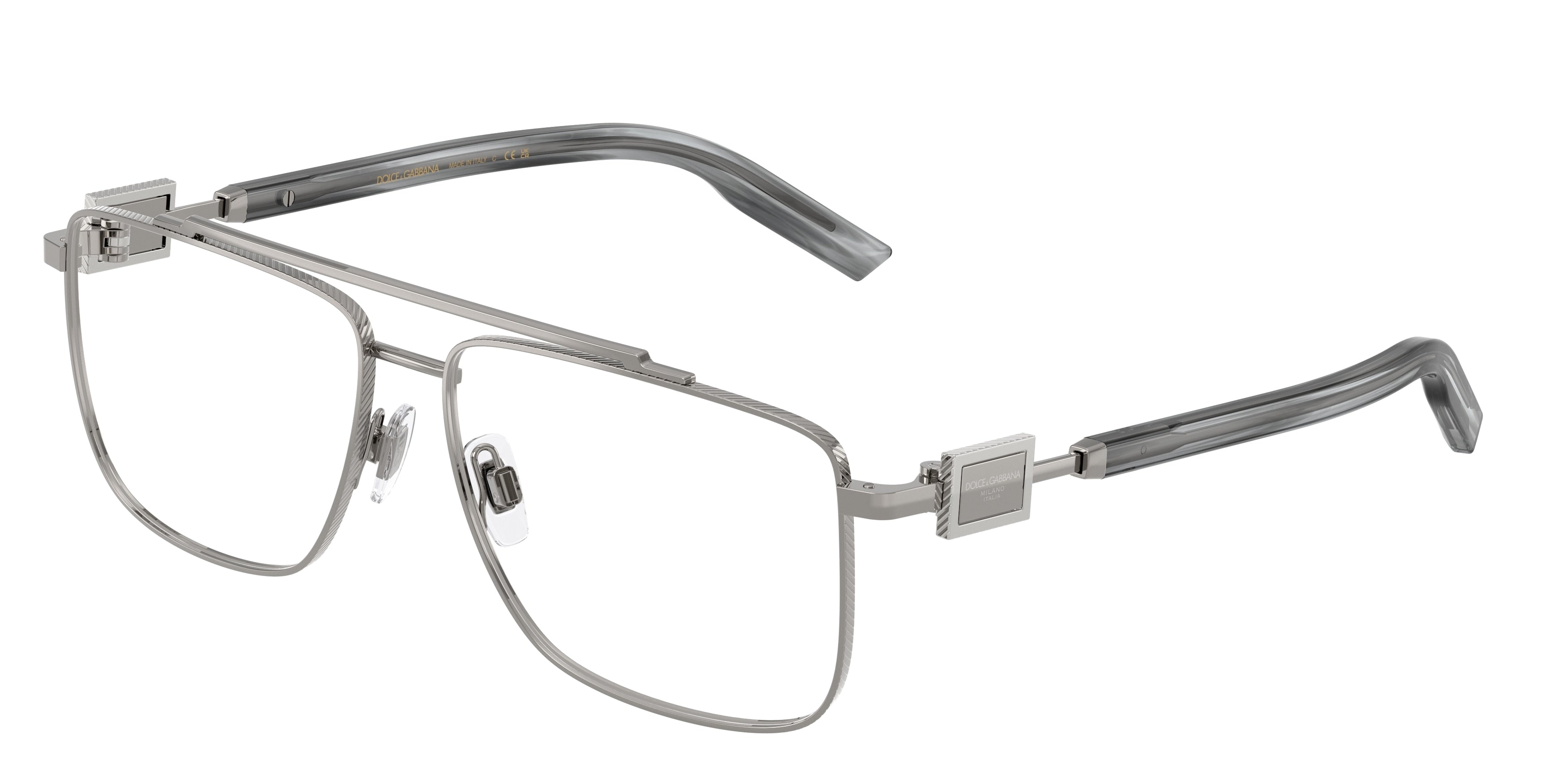 DOLCE & GABBANA DG1368 Pilot Eyeglasses  04-Gunmetal 58-145-14 - Color Map Grey