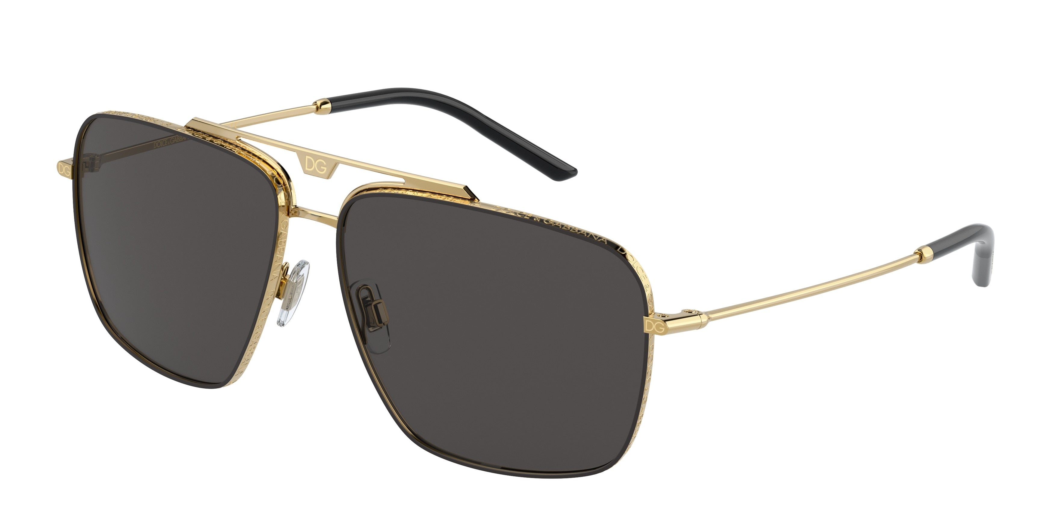 DOLCE & GABBANA DG2264 Square Sunglasses  02/87-Gold/Black Matte 61-145-14 - Color Map Gold