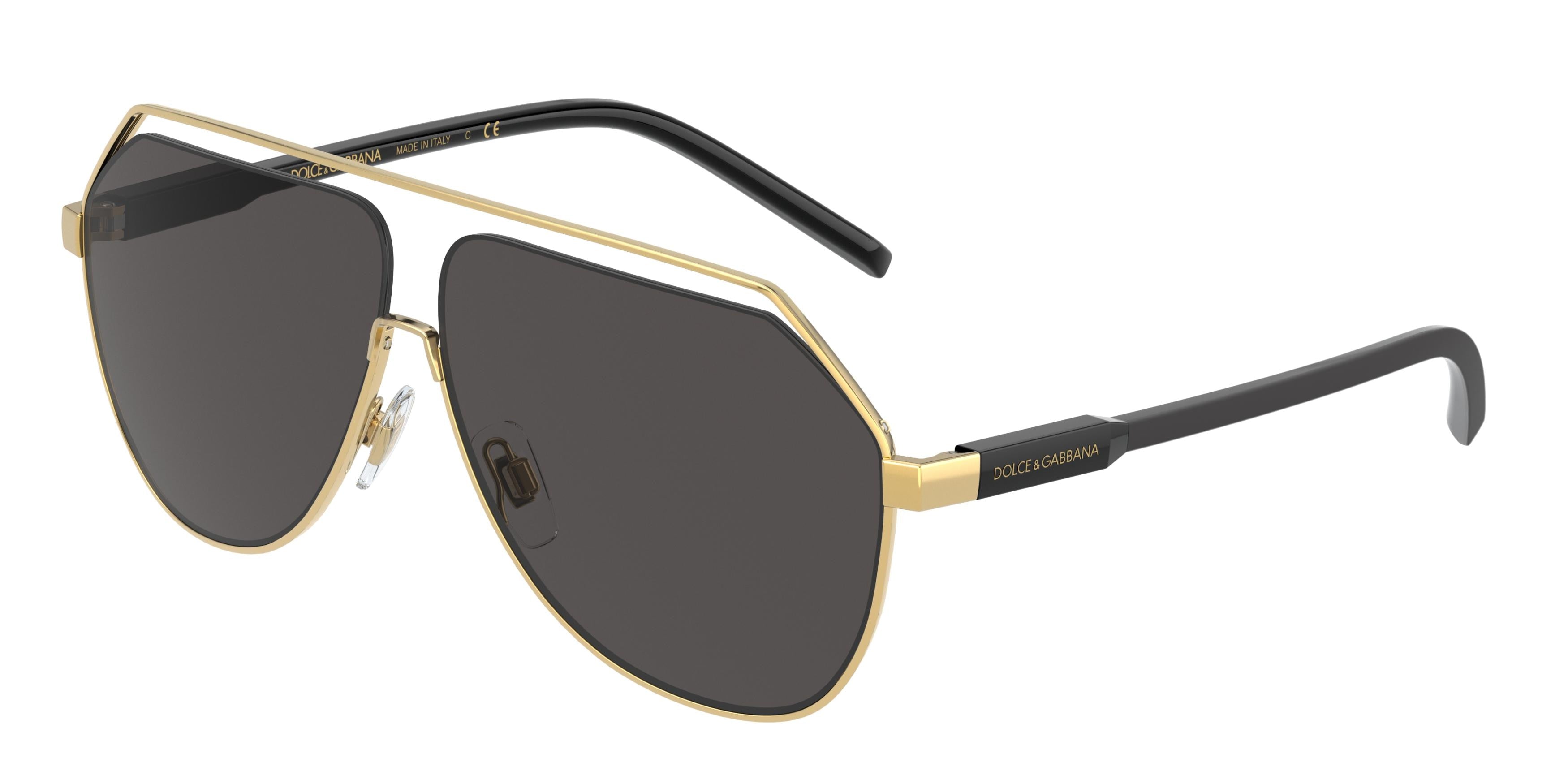DOLCE & GABBANA DG2266 Pilot Sunglasses  02/87-Gold 63-145-9 - Color Map Gold