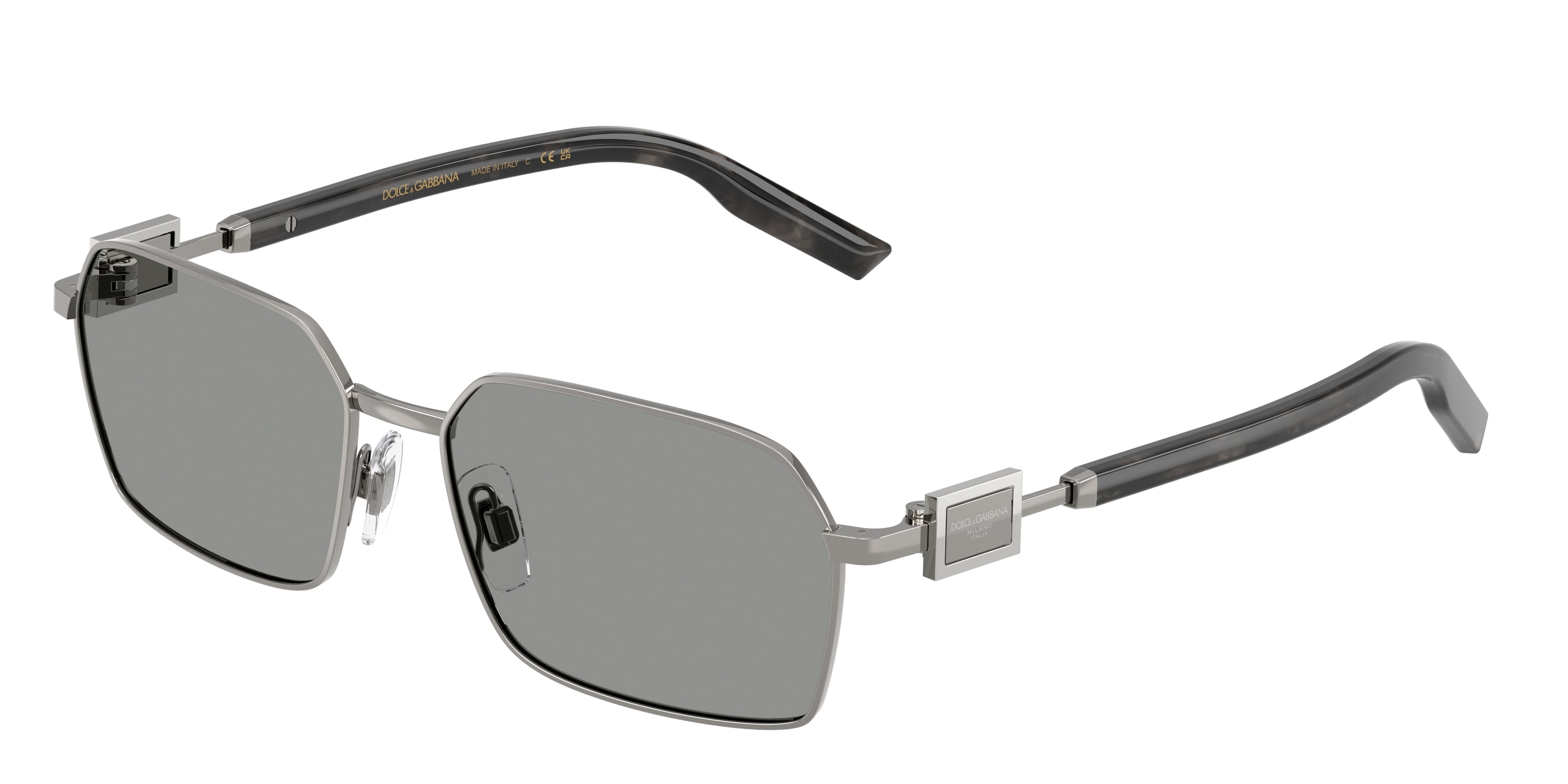 DOLCE & GABBANA DG2316 Rectangle Sunglasses  04/1-Gunmetal 56-145-16 - Color Map Grey