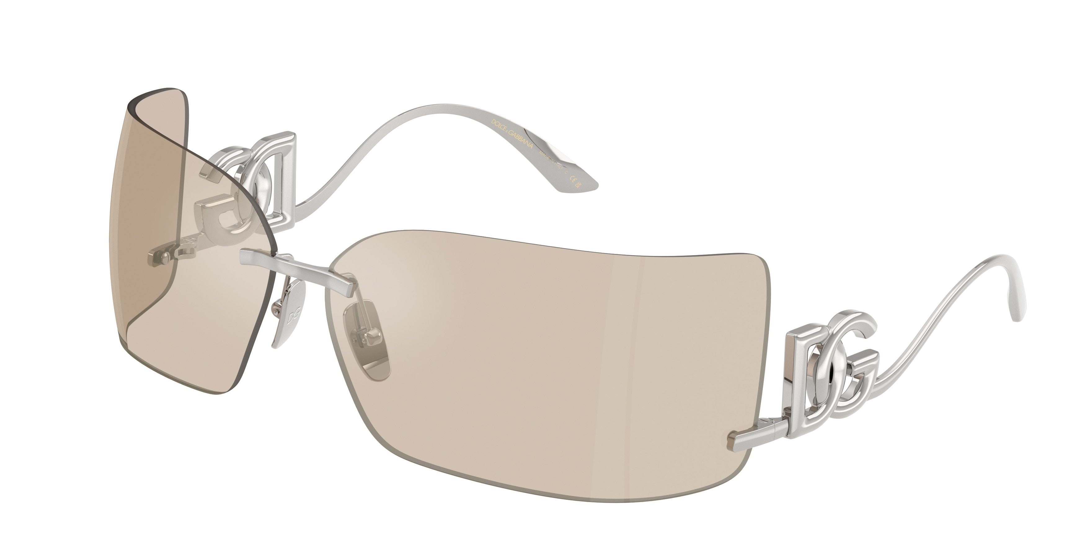 DOLCE & GABBANA DG2319 Rectangle Sunglasses  05/6G-Silver 79-110-13 - Color Map Silver