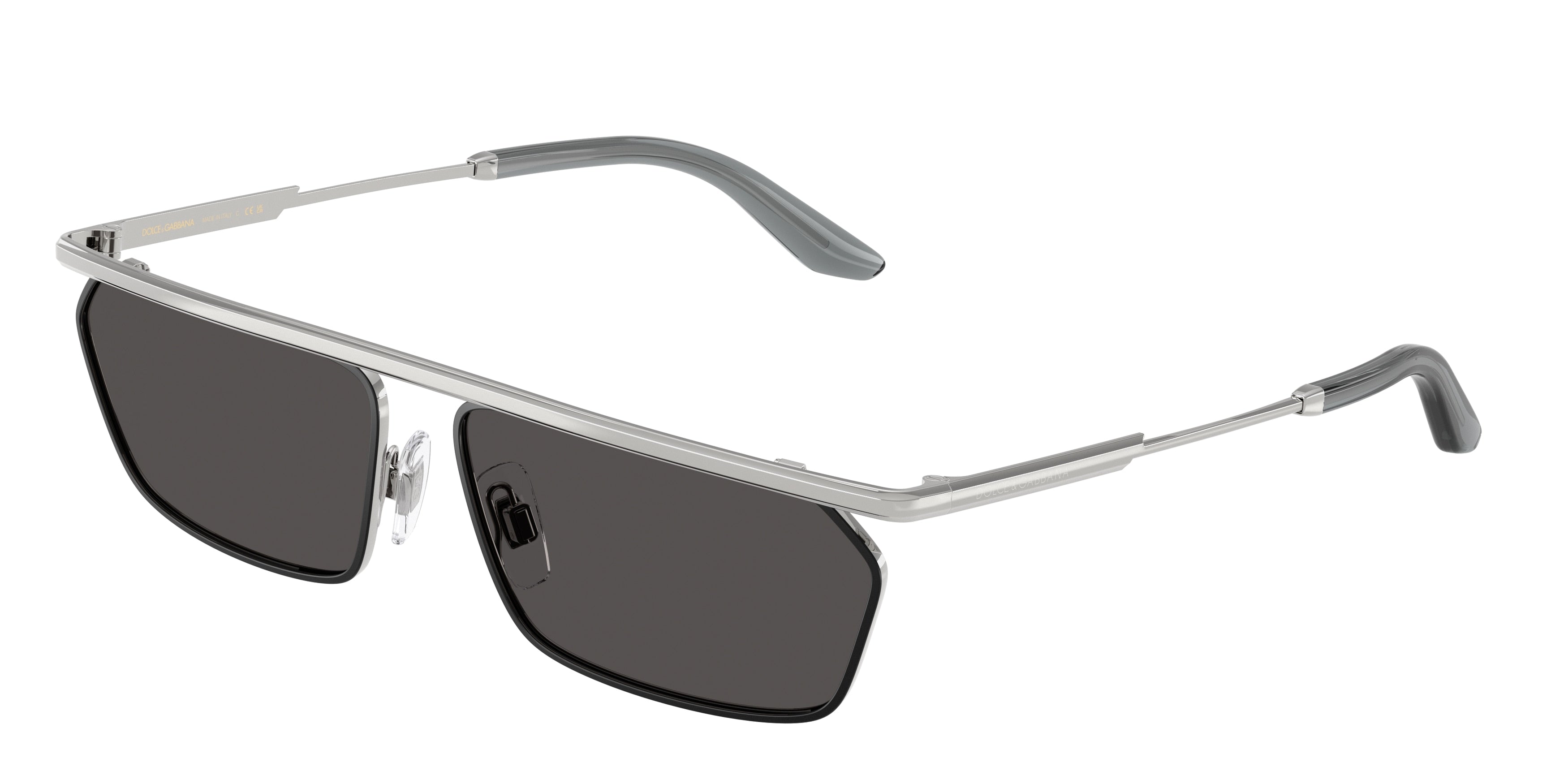 DOLCE & GABBANA DG2327 Rectangle Sunglasses  132487-Silver/Matte Black 60-145-14 - Color Map Silver