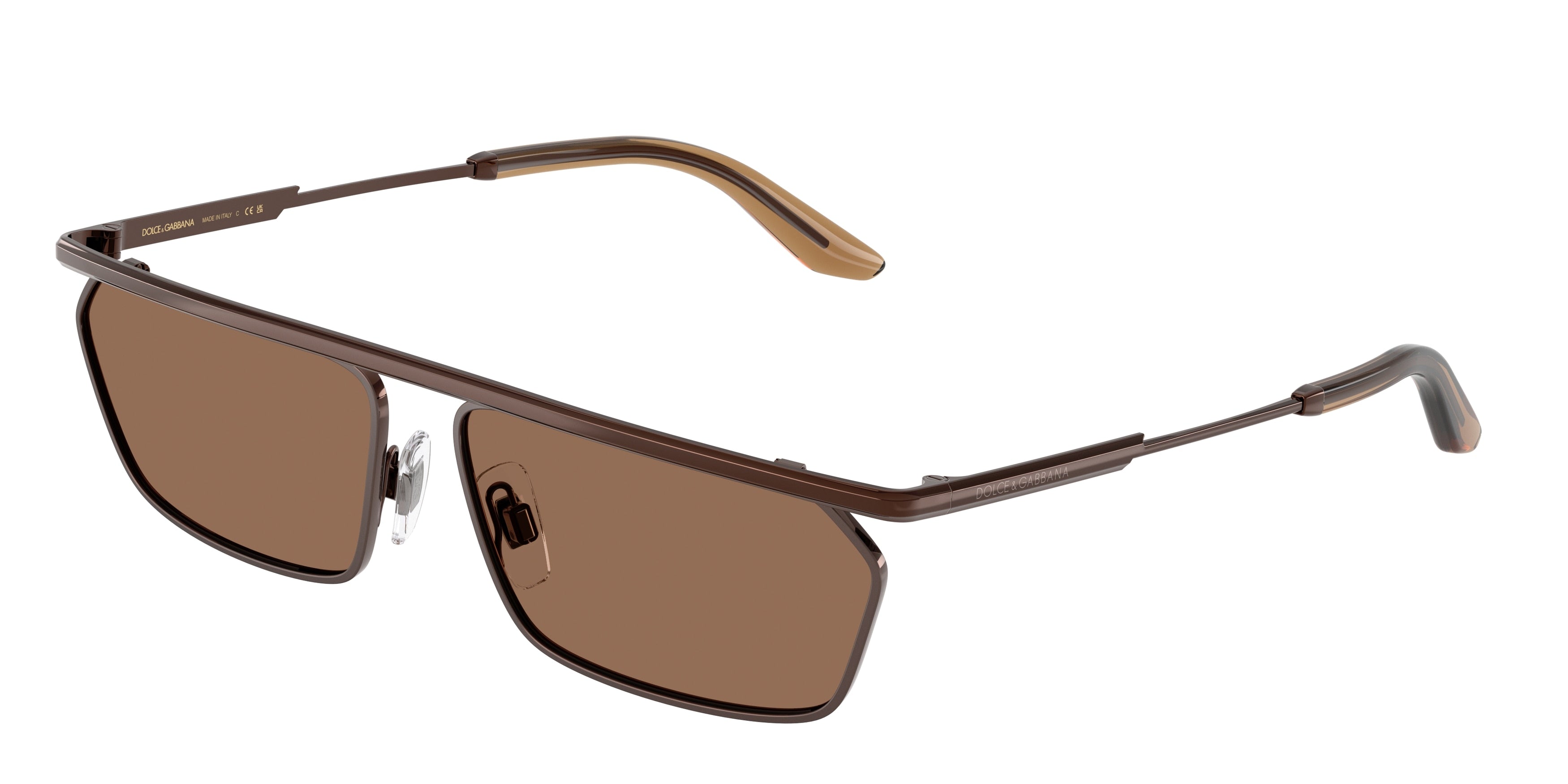 DOLCE & GABBANA DG2327 Rectangle Sunglasses  133673-Brown/Matte Brown 60-145-14 - Color Map Brown