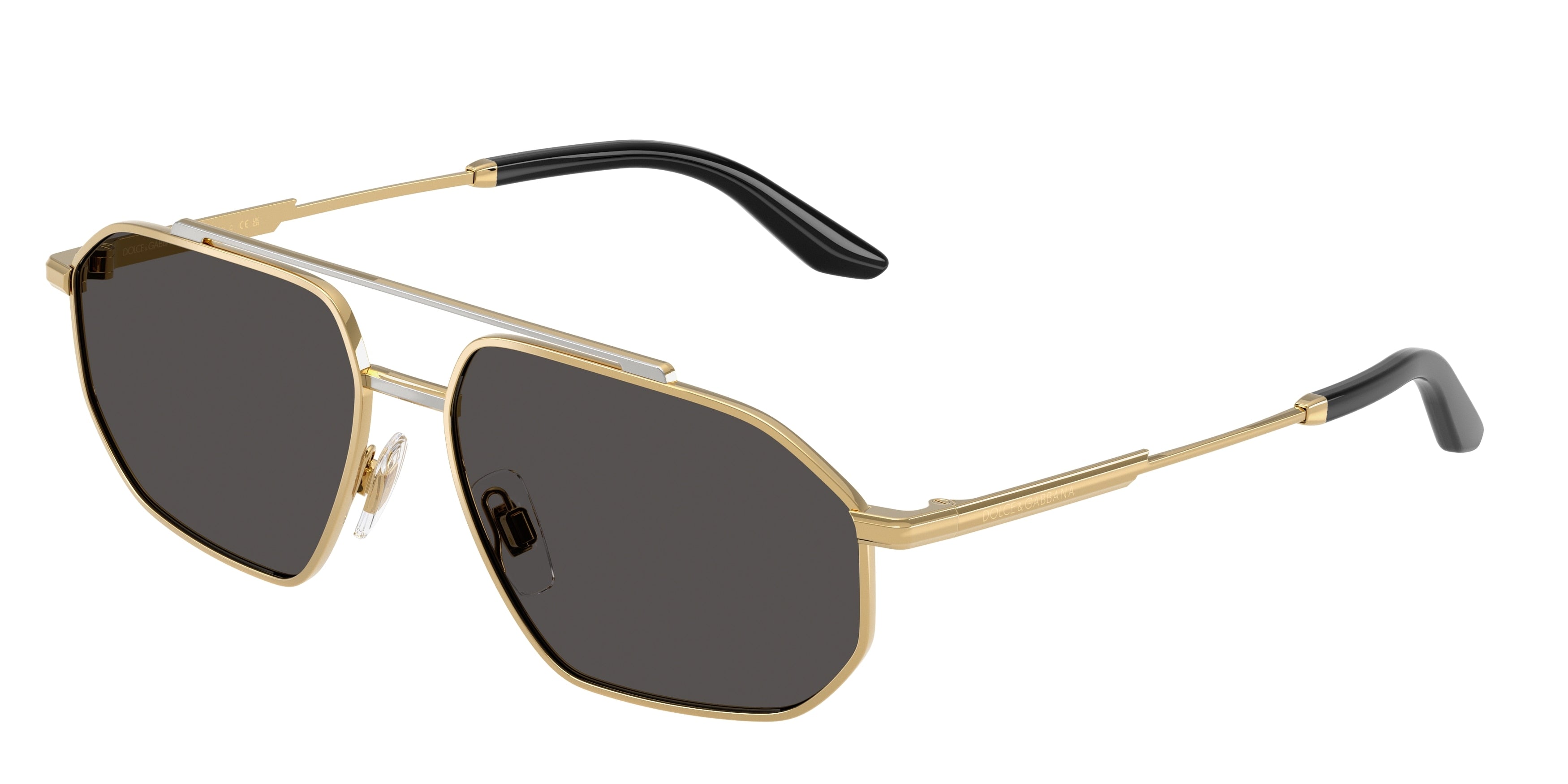 DOLCE & GABBANA DG2328 Pilot Sunglasses  131387-Gold/Silver 59-145-15 - Color Map Gold