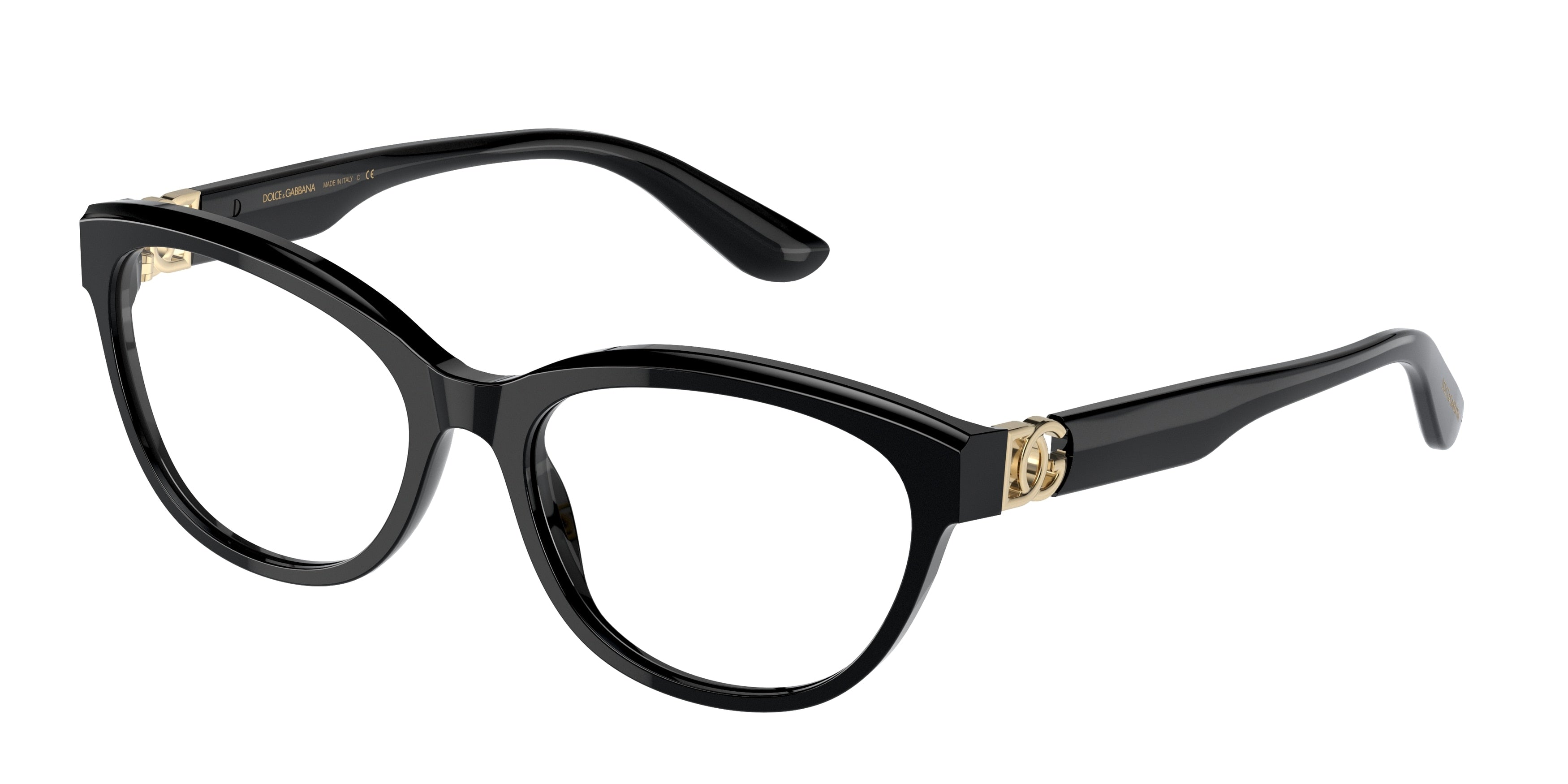 DOLCE & GABBANA DG3342 Cat Eye Eyeglasses  501-Black 55-140-17 - Color Map Black