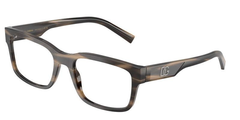 DOLCE & GABBANA DG3352 Rectangle Eyeglasses  3200-Striped Tobacco 57-150-20 - Color Map Brown