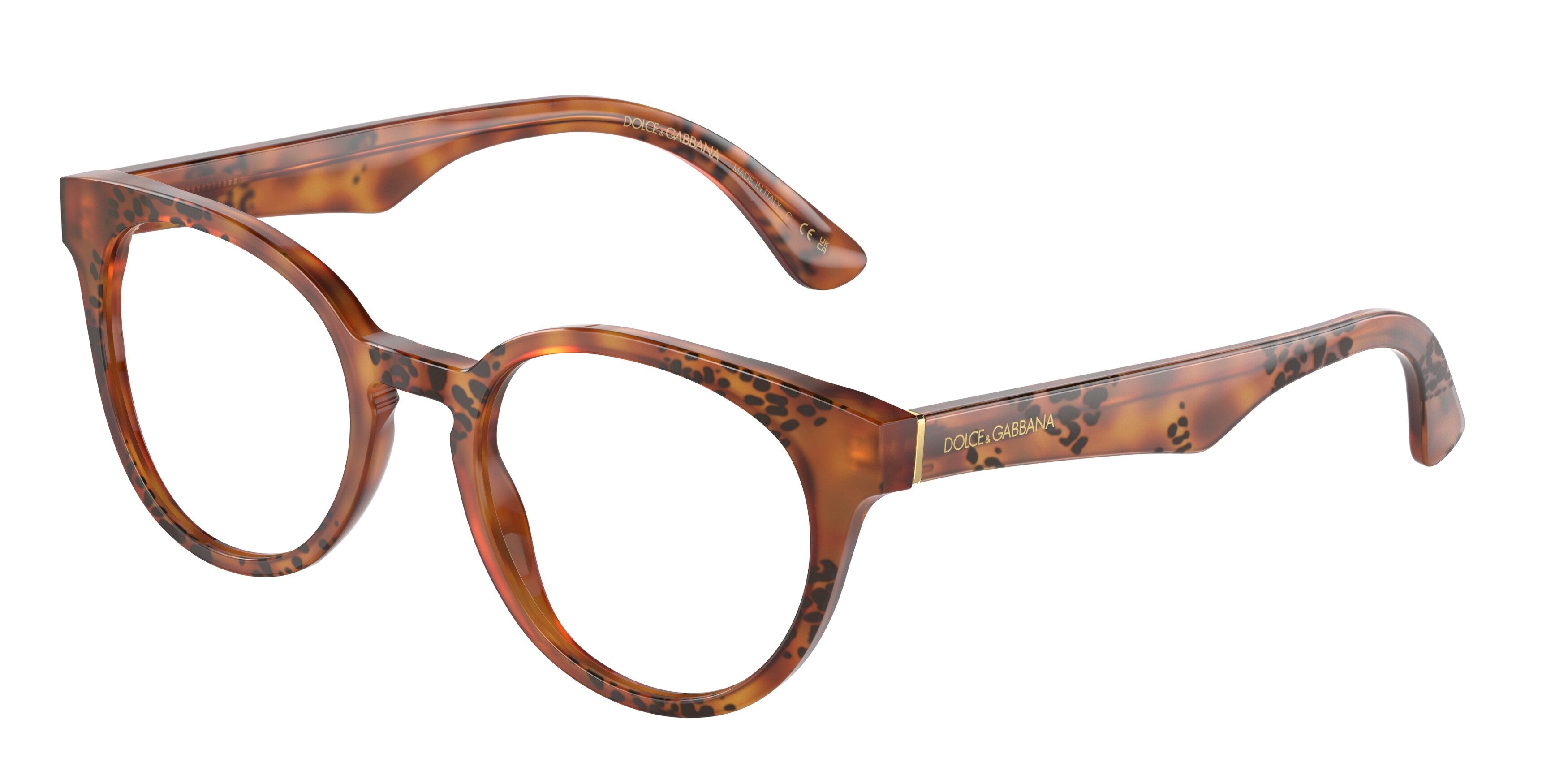 DOLCE & GABBANA DG3361 Round Eyeglasses  3380-Havana Leo 50-145-20 - Color Map Tortoise