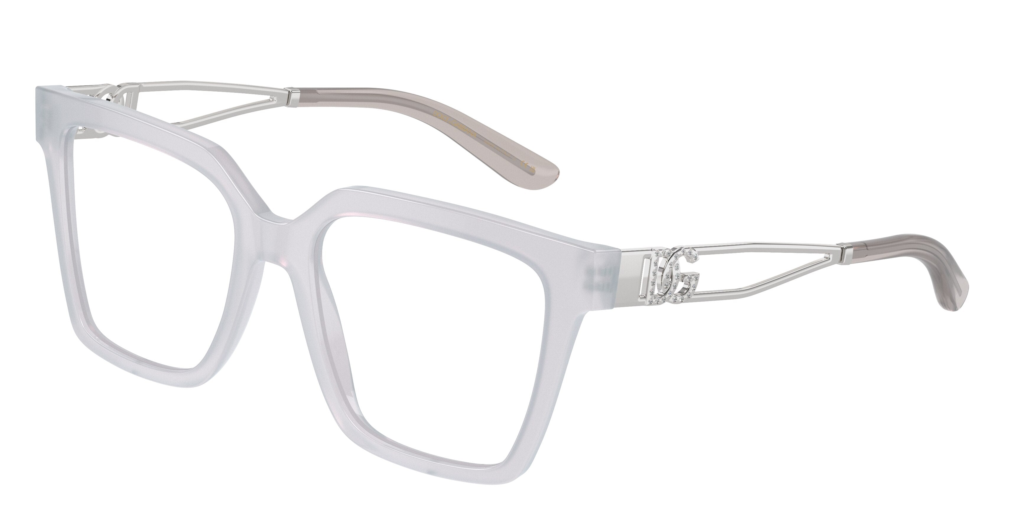 DOLCE & GABBANA DG3376B Square Eyeglasses  3420-Opal Crystal 53-140-18 - Color Map Transparent